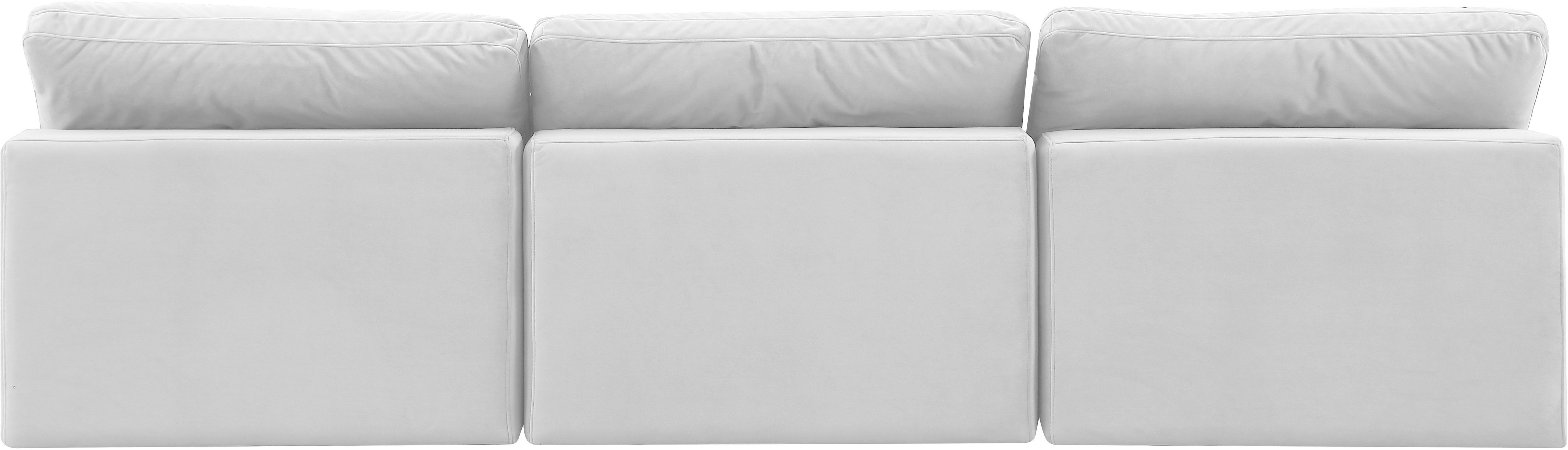 Comfy - Velvet Modular Armless Sofa 3 Pieces - White