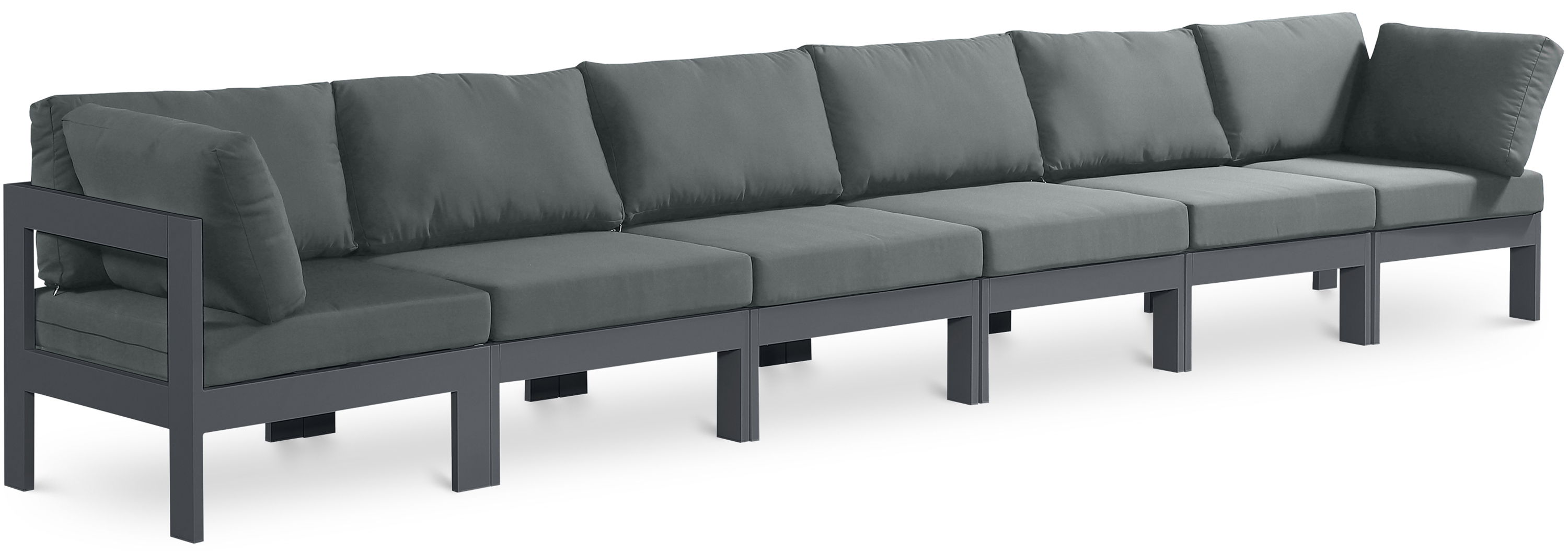 Nizuc - Outdoor Patio 6 Seat Modular Sofa With Gray Frame - Gray