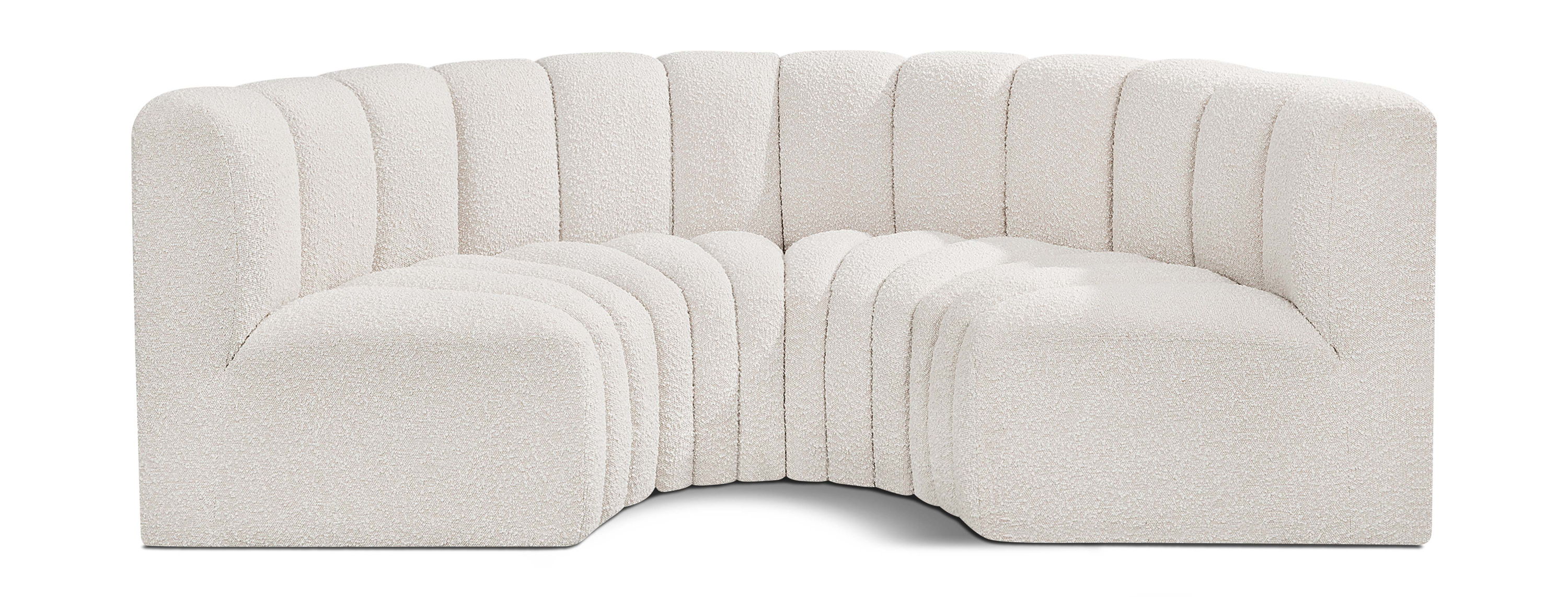 Arc - Boucle Fabric 4 Piece U-Shaped Modular Sofa - Cream
