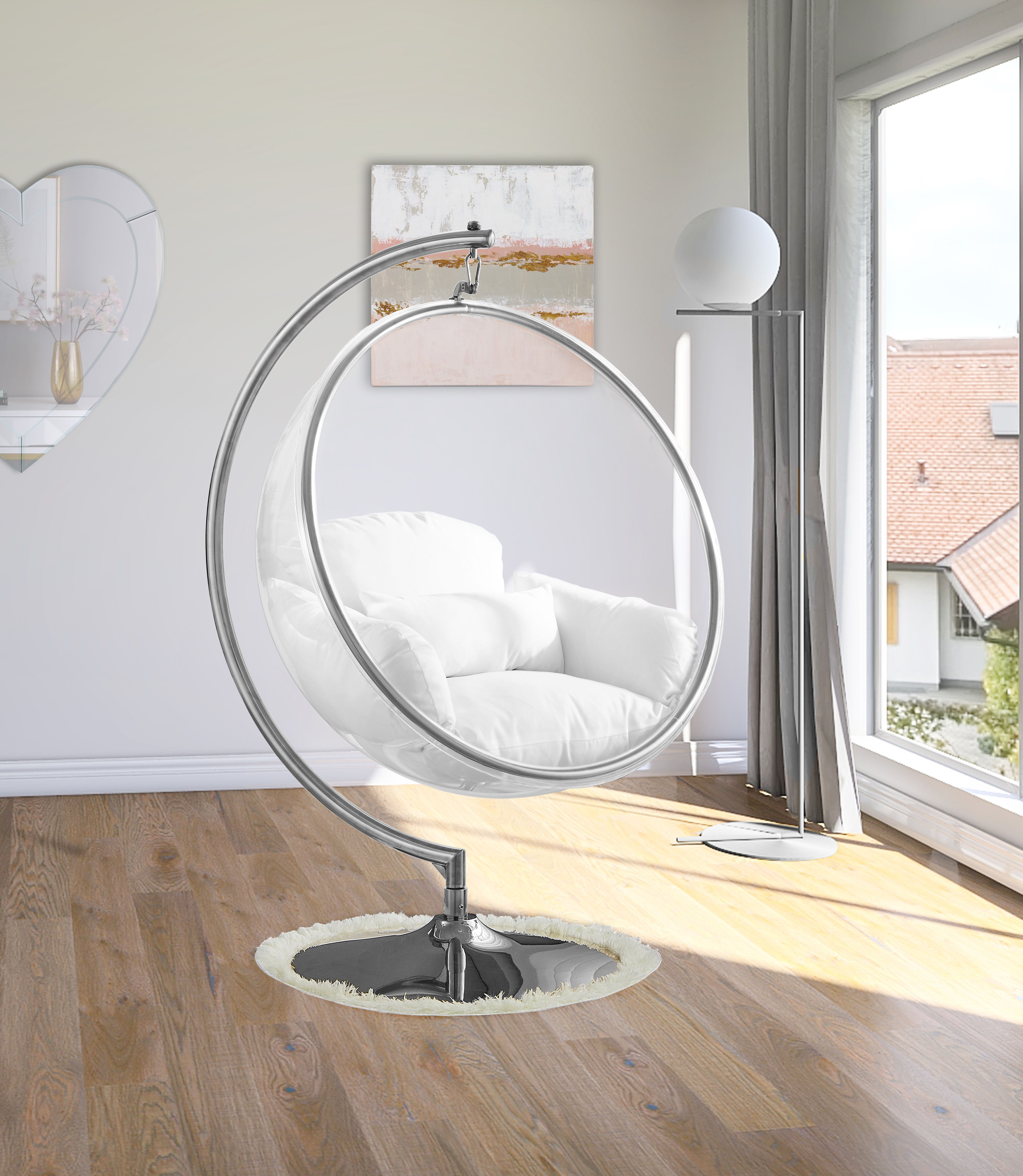 Luna - Fabric Swing Chair - White