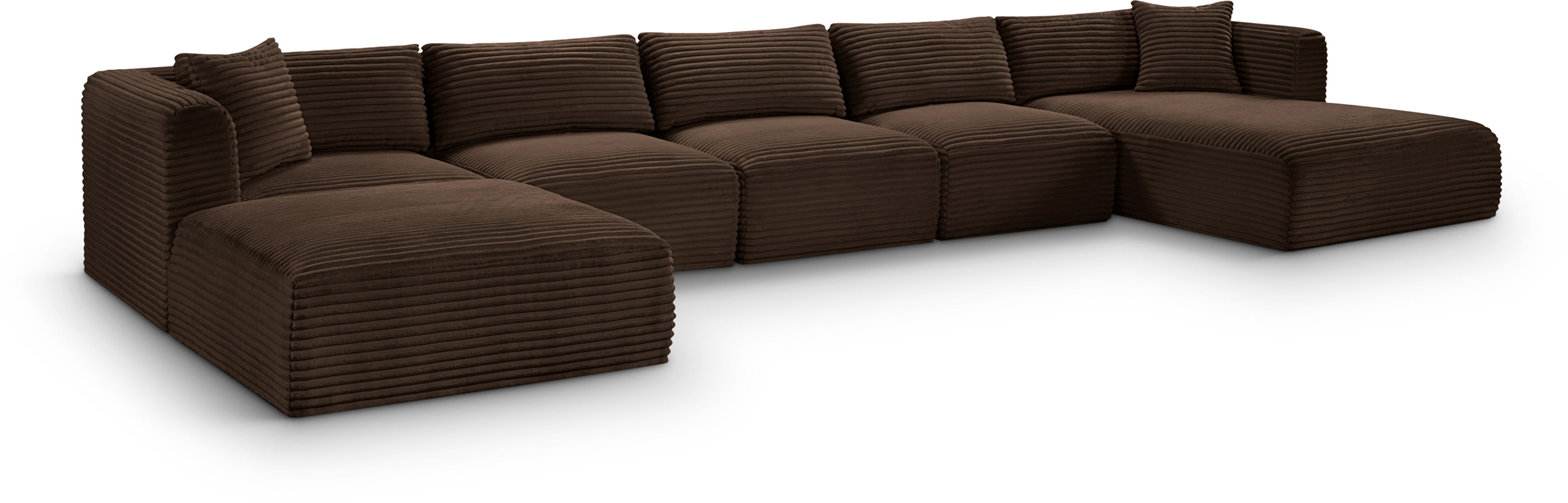 Shaggy - 6 Piece Modular Sectional With Chaise And Ottoman - Brown
