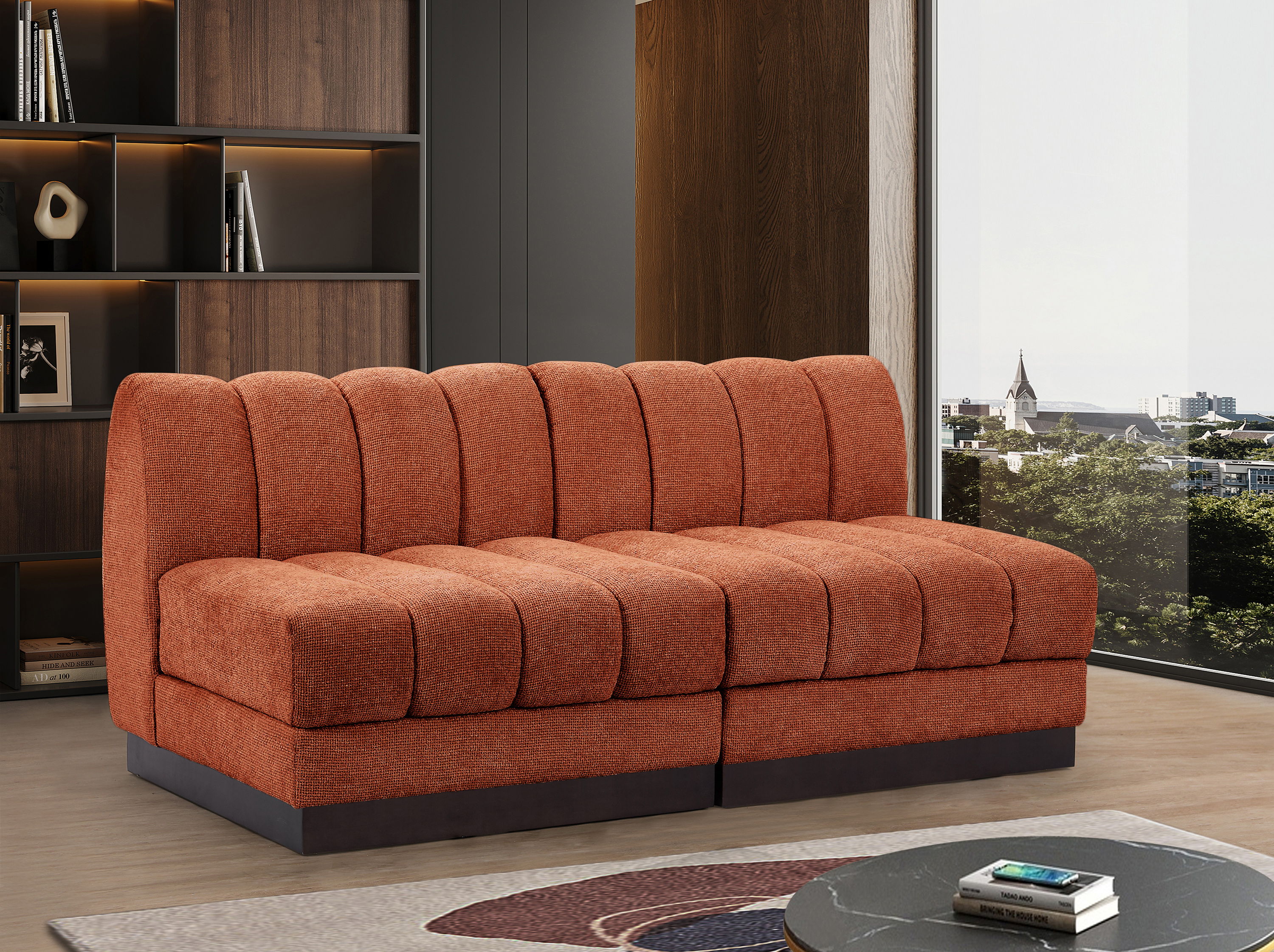 Quinn - 2 Piece Modular Armless Sofa - Cognac
