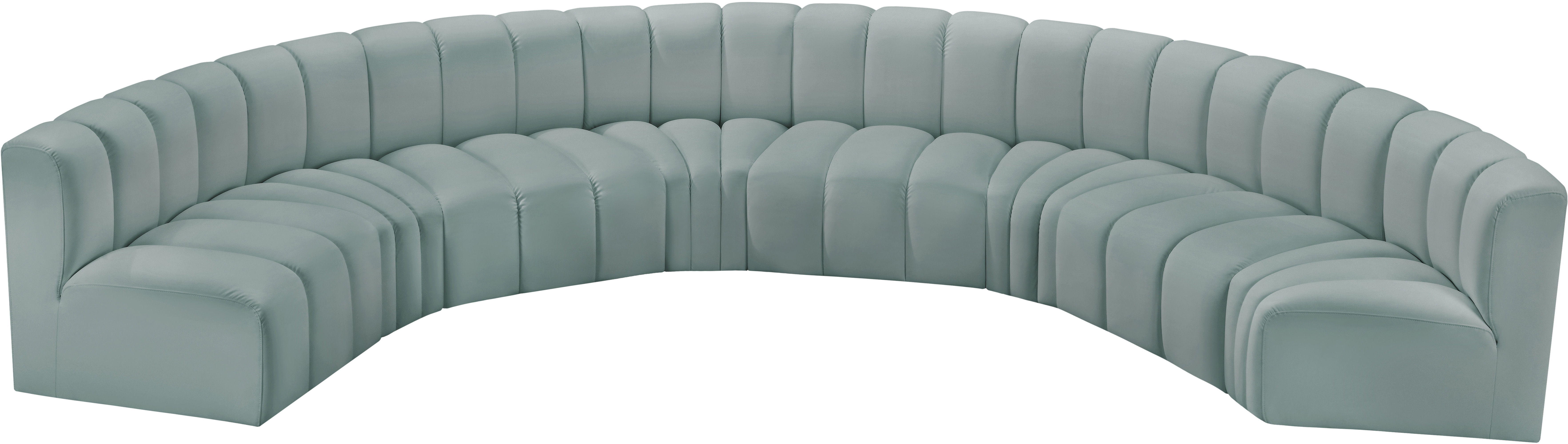 Arc - Faux Leather 8 Piece U-Shaped Modular Sofa - Mint Green
