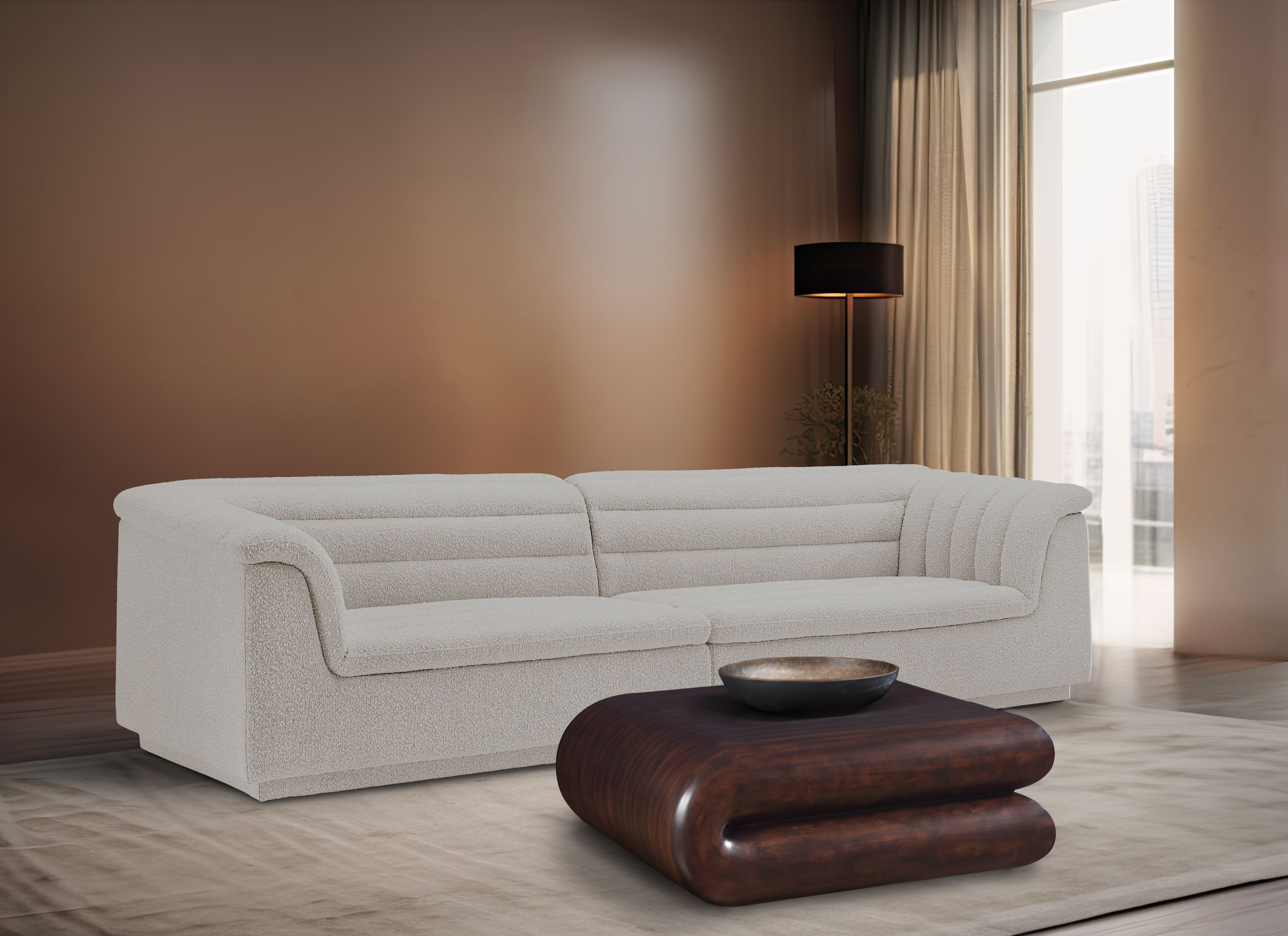 Cascade - Boucle Modular Sofa - Cream