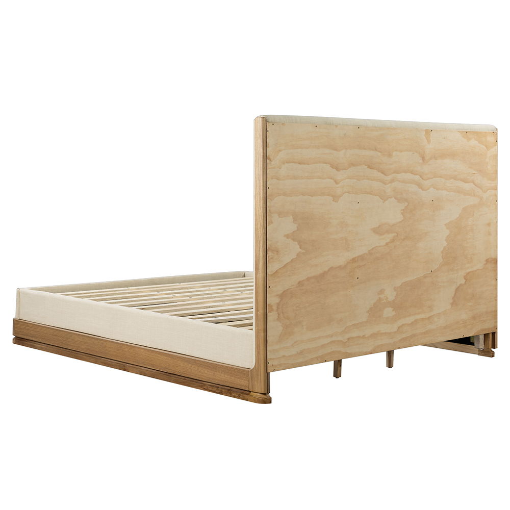 Zoey - Queen Bed - Beige Fabric & Oak, beige, view 4