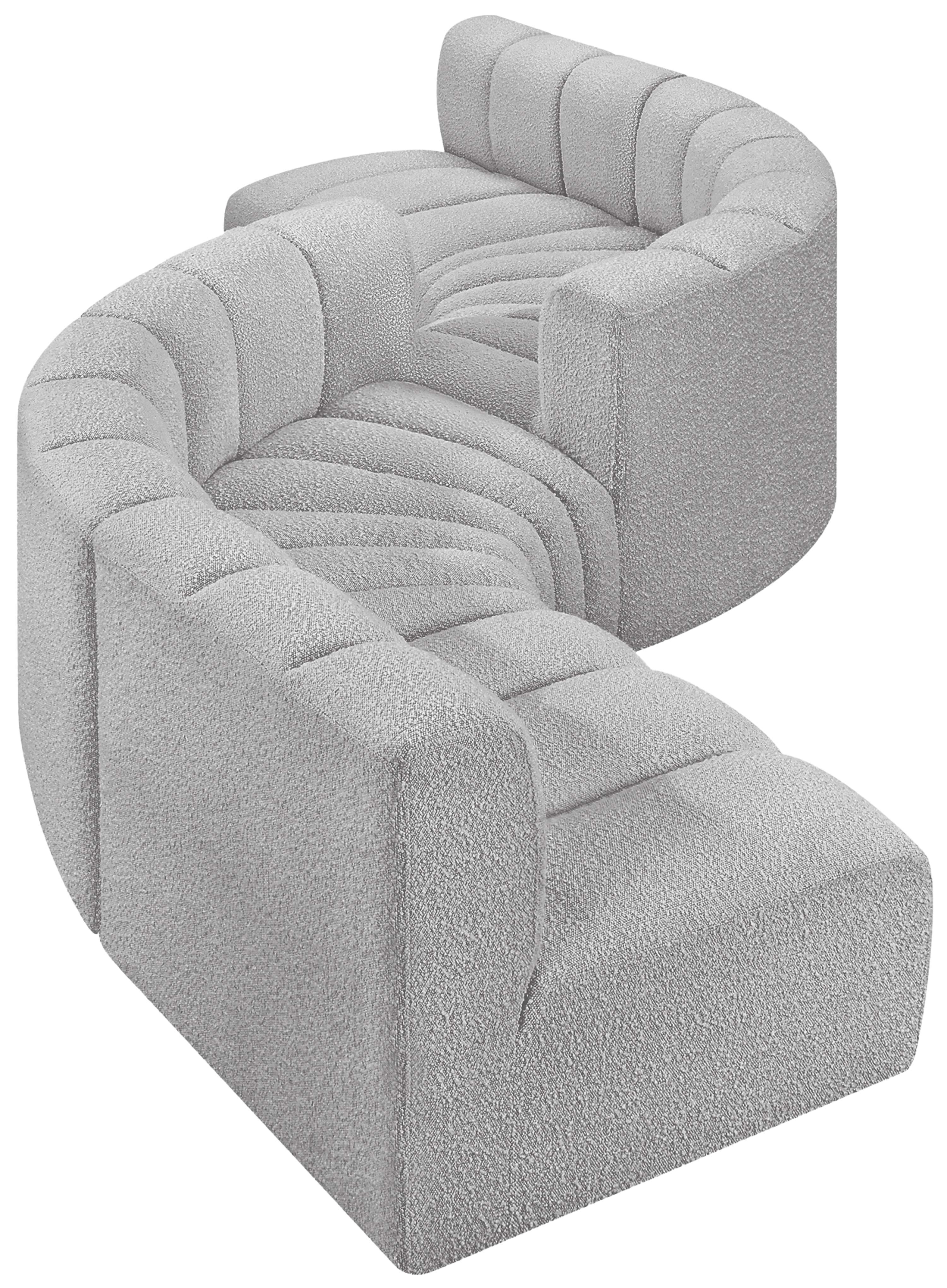 Arc - Boucle Fabric 6 Piece Modular Sofa - Gray