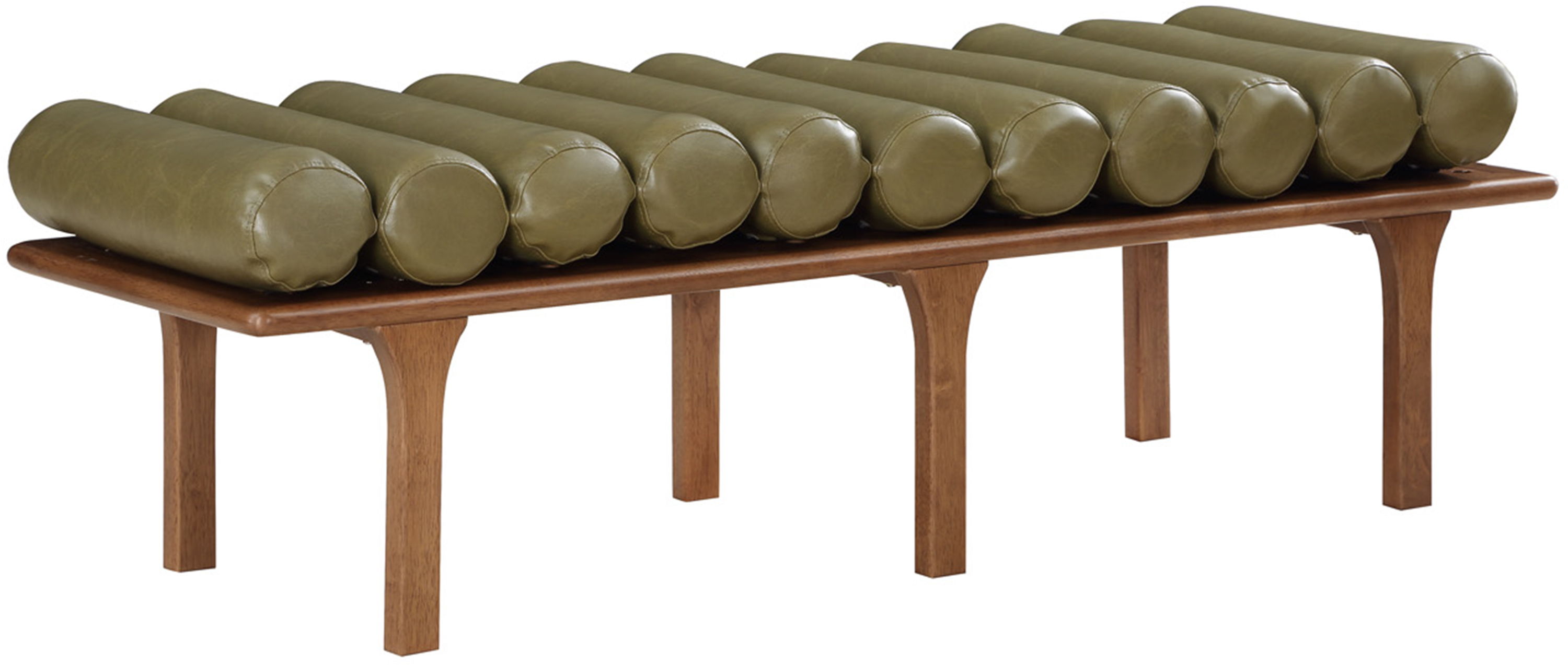 Landon - Bench With Brown Base - Olive Green