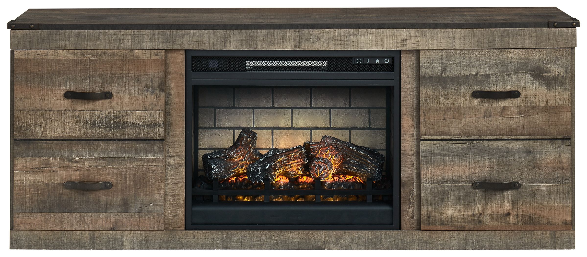 Trinell - TV Stand With Electric Fireplace - Brown