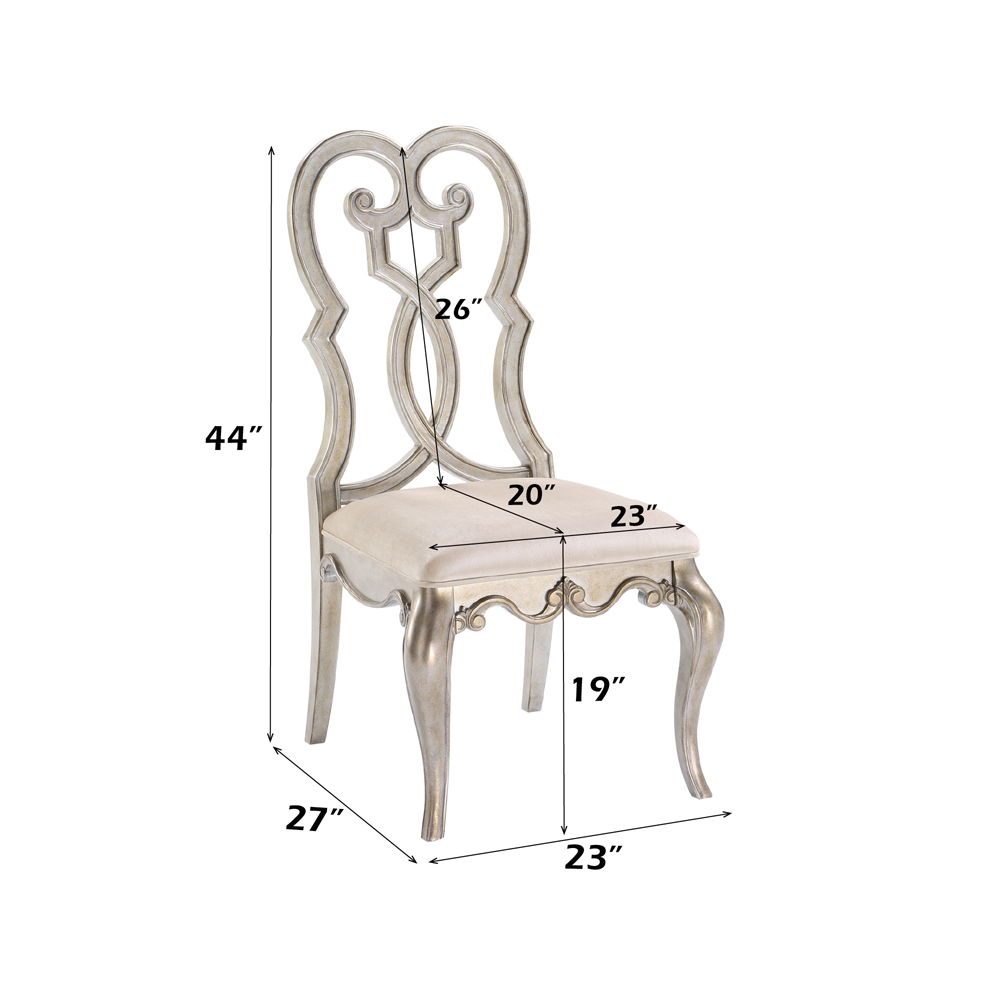 Esteban - Side Chair (Set of 2) - Ivory Velvet & Antique Champagne, beige, view 4