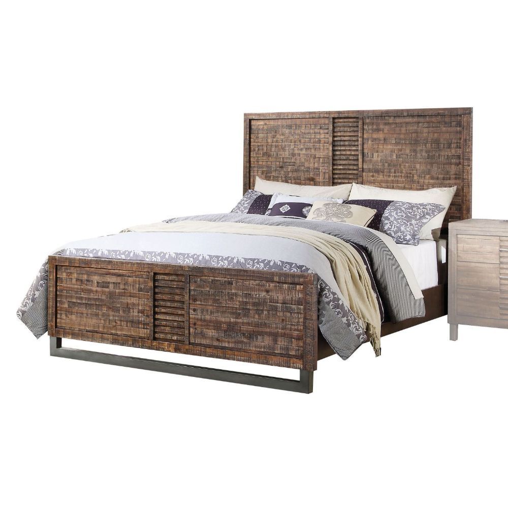 Andria - Queen Bed - Reclaimed Oak, light brown