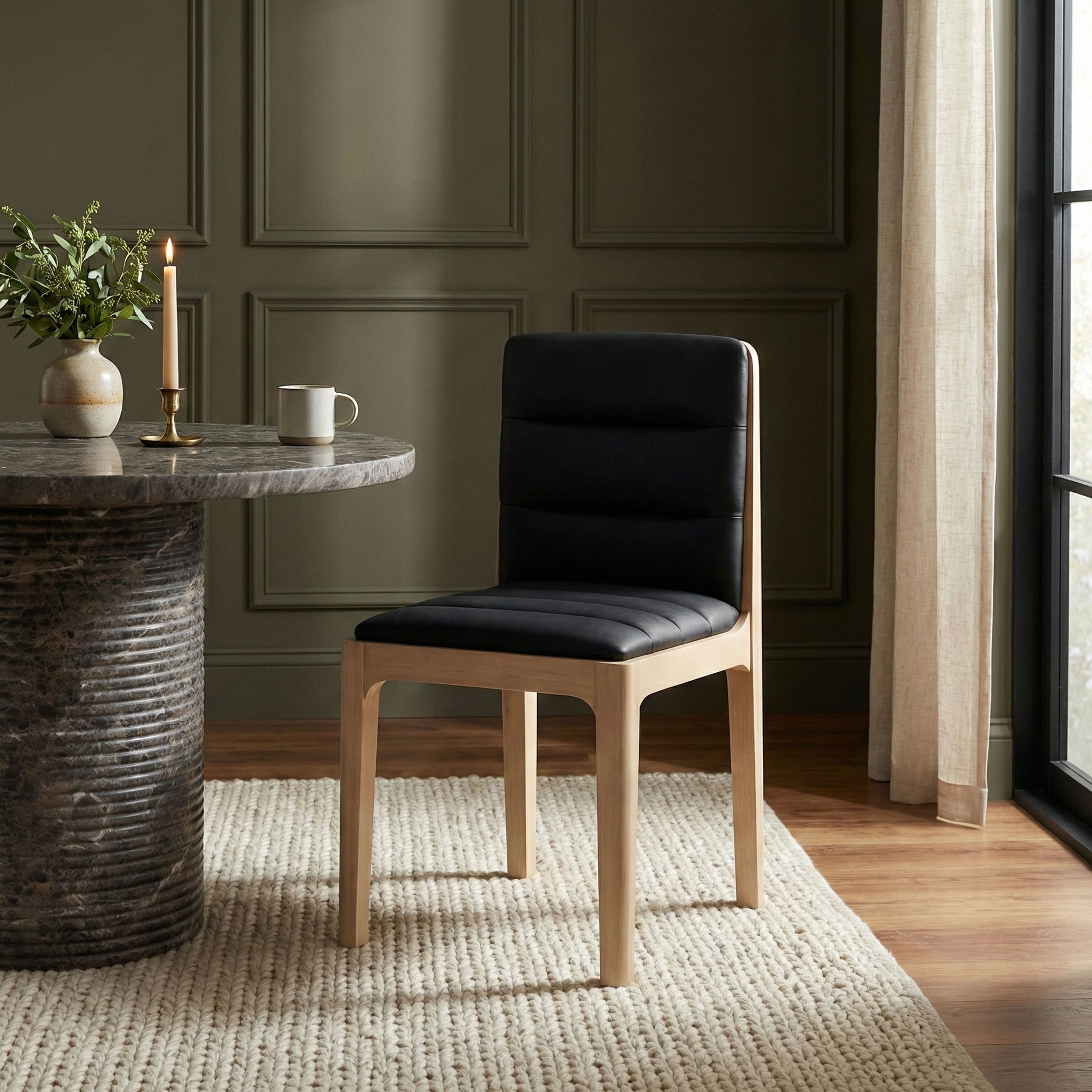 Ellis - Vegan Leather Upholstered Dining Chair (Set of 2) - Black