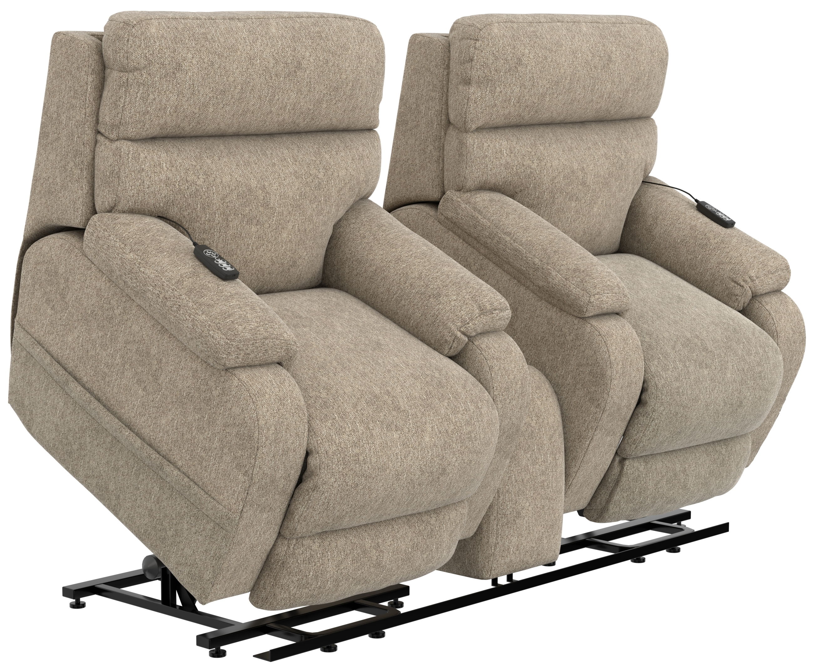 Regenerator - Dual Lift Power Headrest Console Loveseat With CR3 Heat/Massage/Lumbar/Zero Gravity - Burlap
