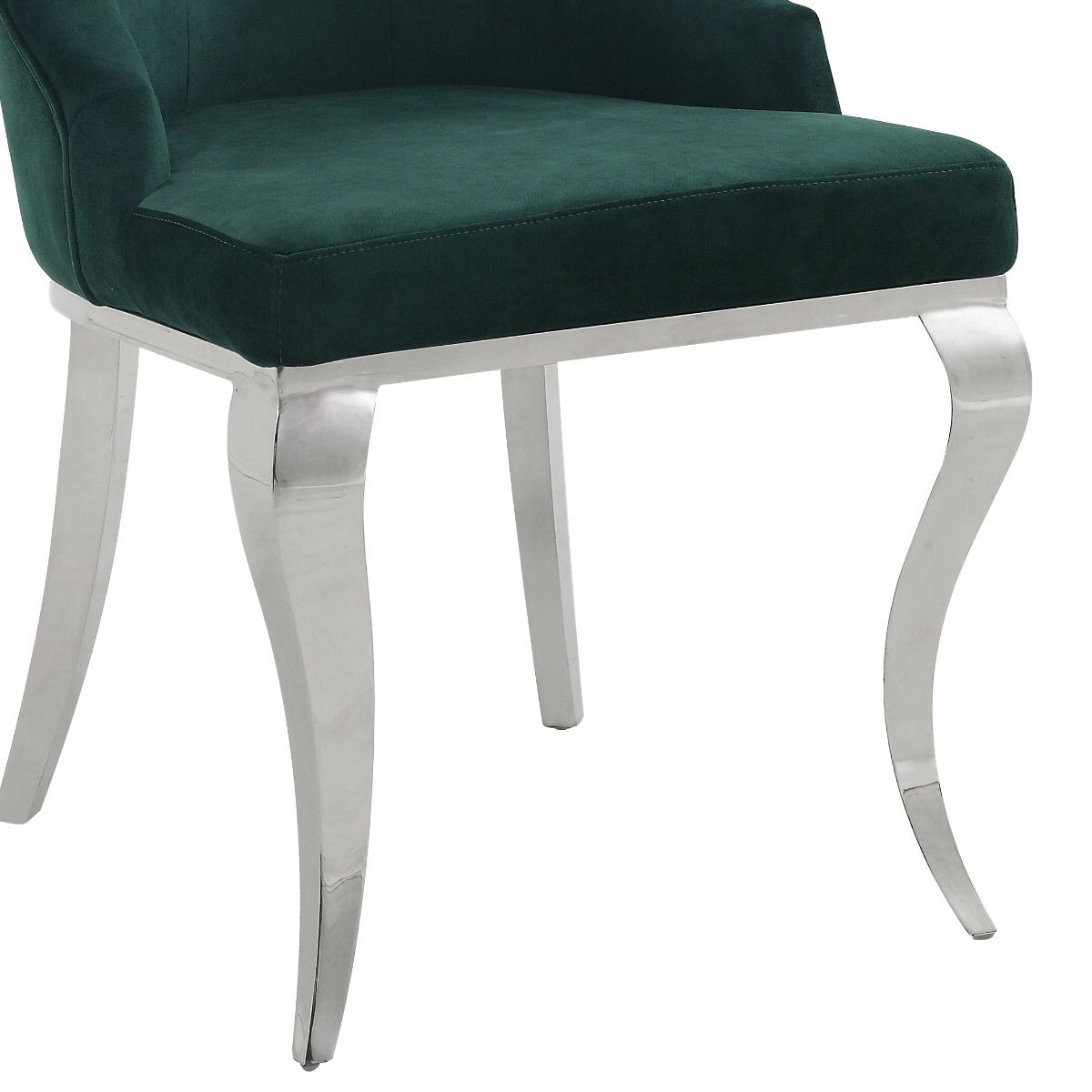Dekel - Side Chair (Set of 2) - Green Fabric & Stainless Steel, dark green, view 5