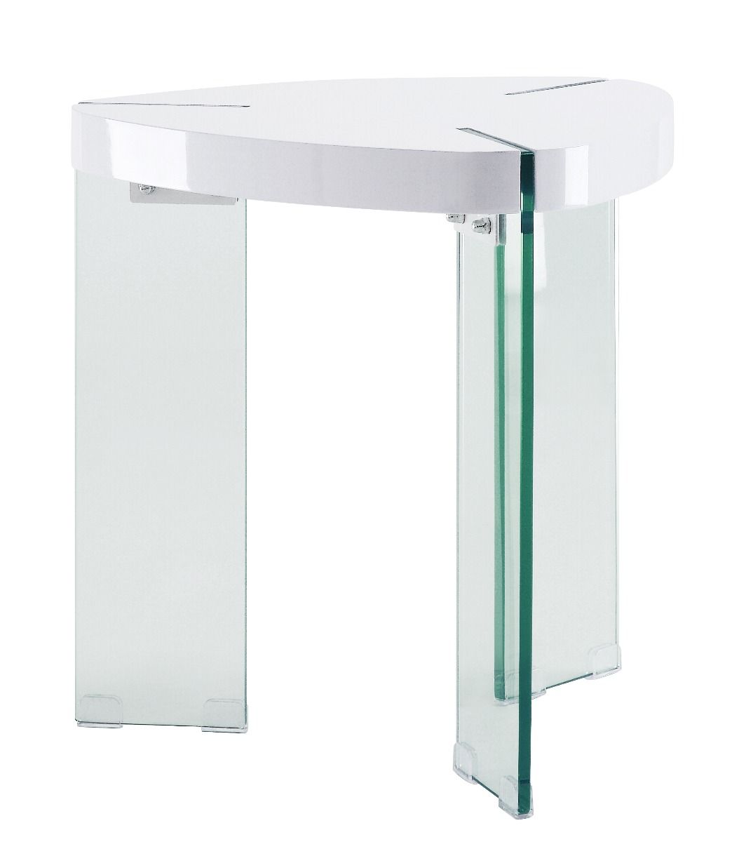 Noland - End Table - Clear Glass & White High Gloss, white