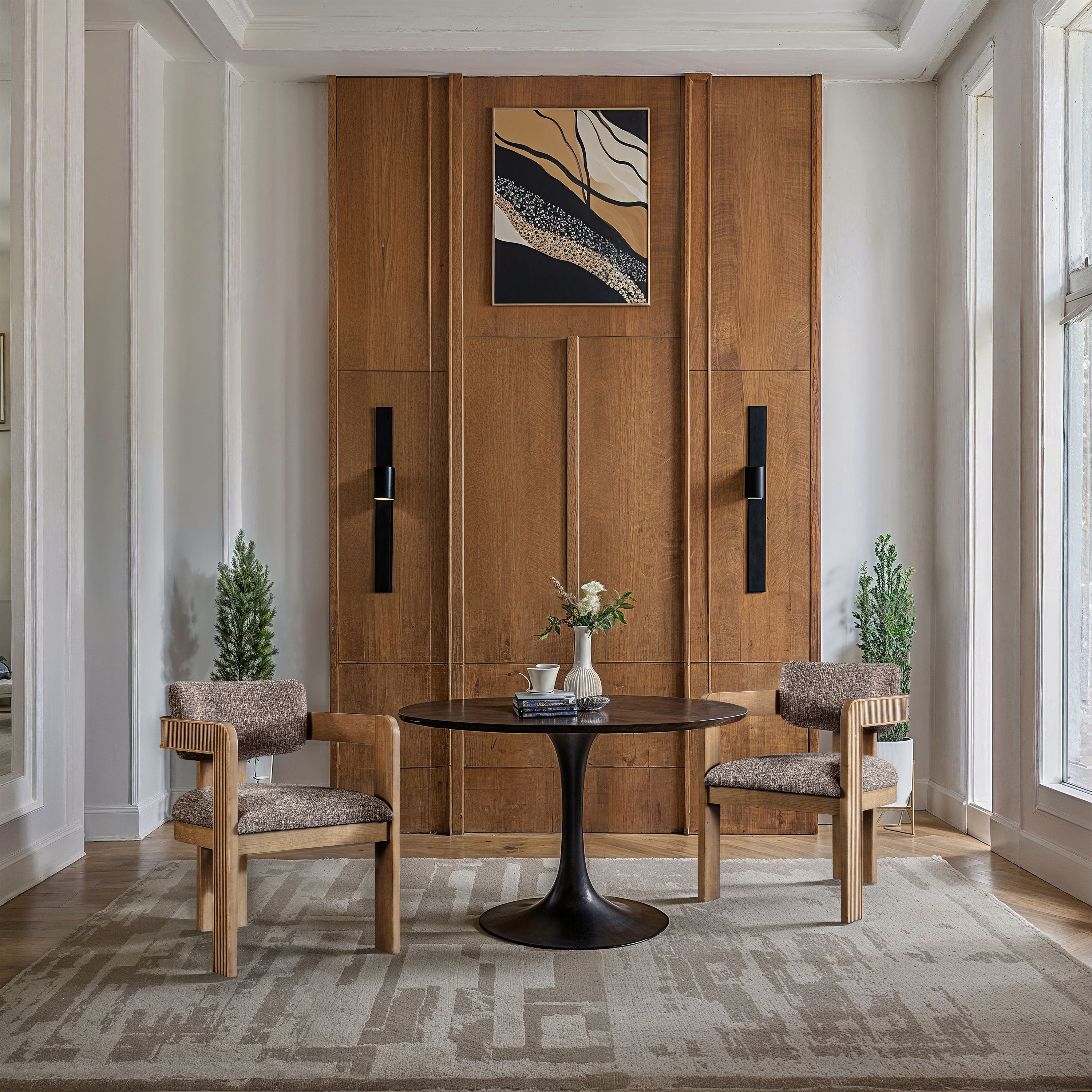 Sacha - Linen Dining Chair With Natural Base (Set of 2) - Brown