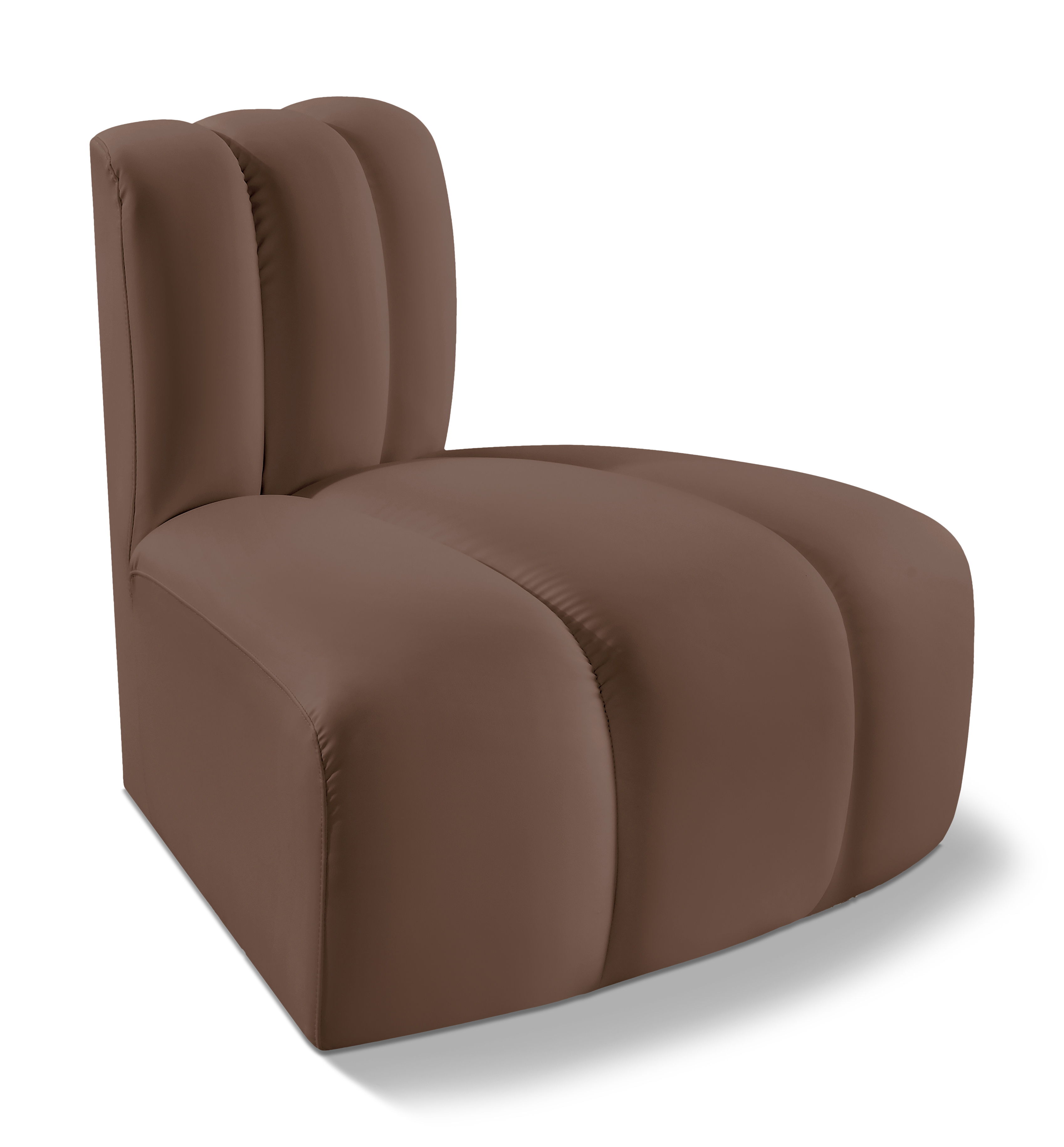 Arc - Faux Leather Reverse Corner Chair - Brown