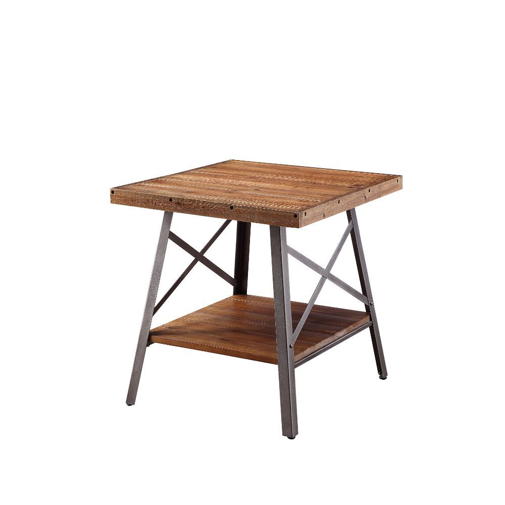 Ikram - End Table (Set of 2) - Weathered Oak & Sandy Black, light brown