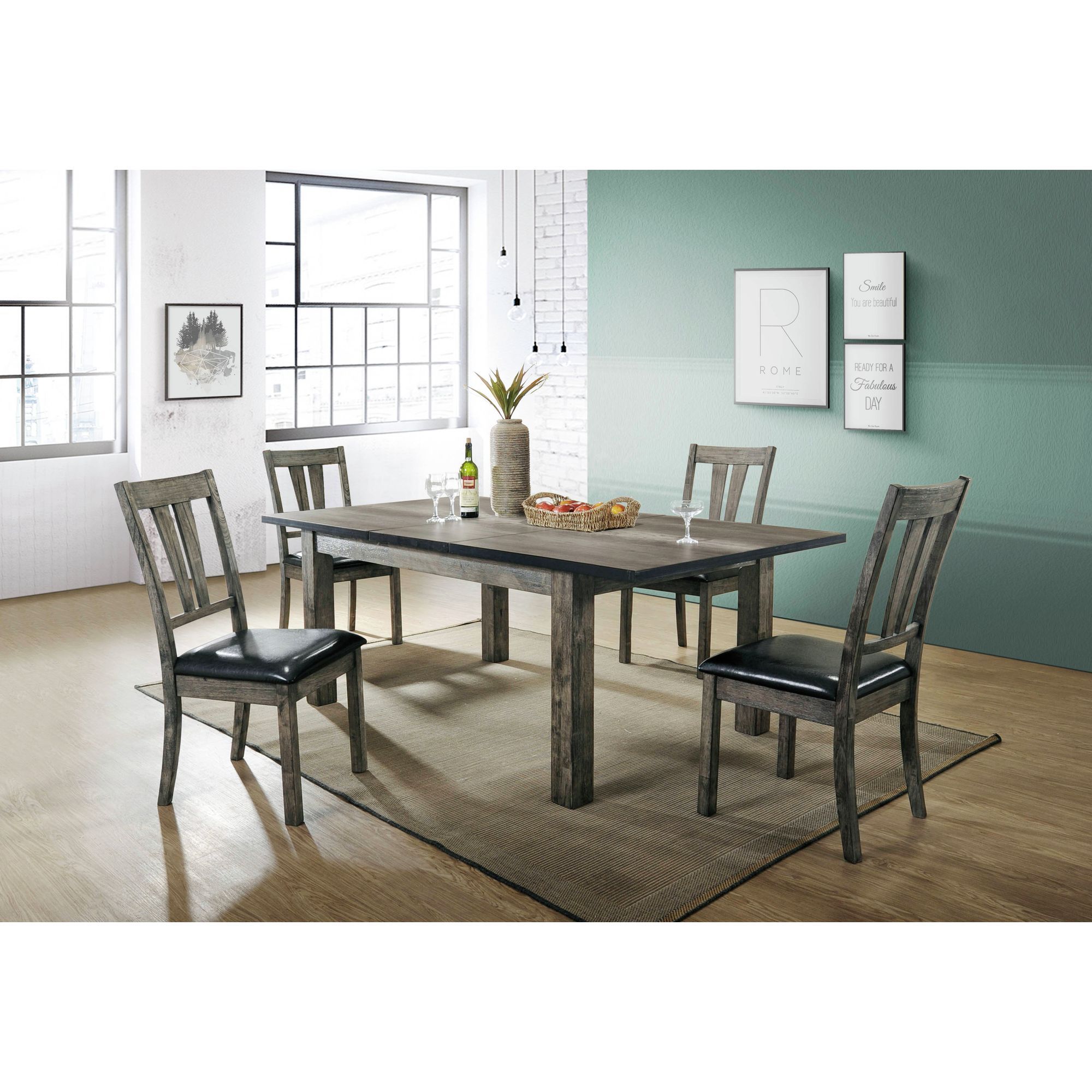 Nathan - Dining With Padded Seats 5 Piece Set - Gray Oak