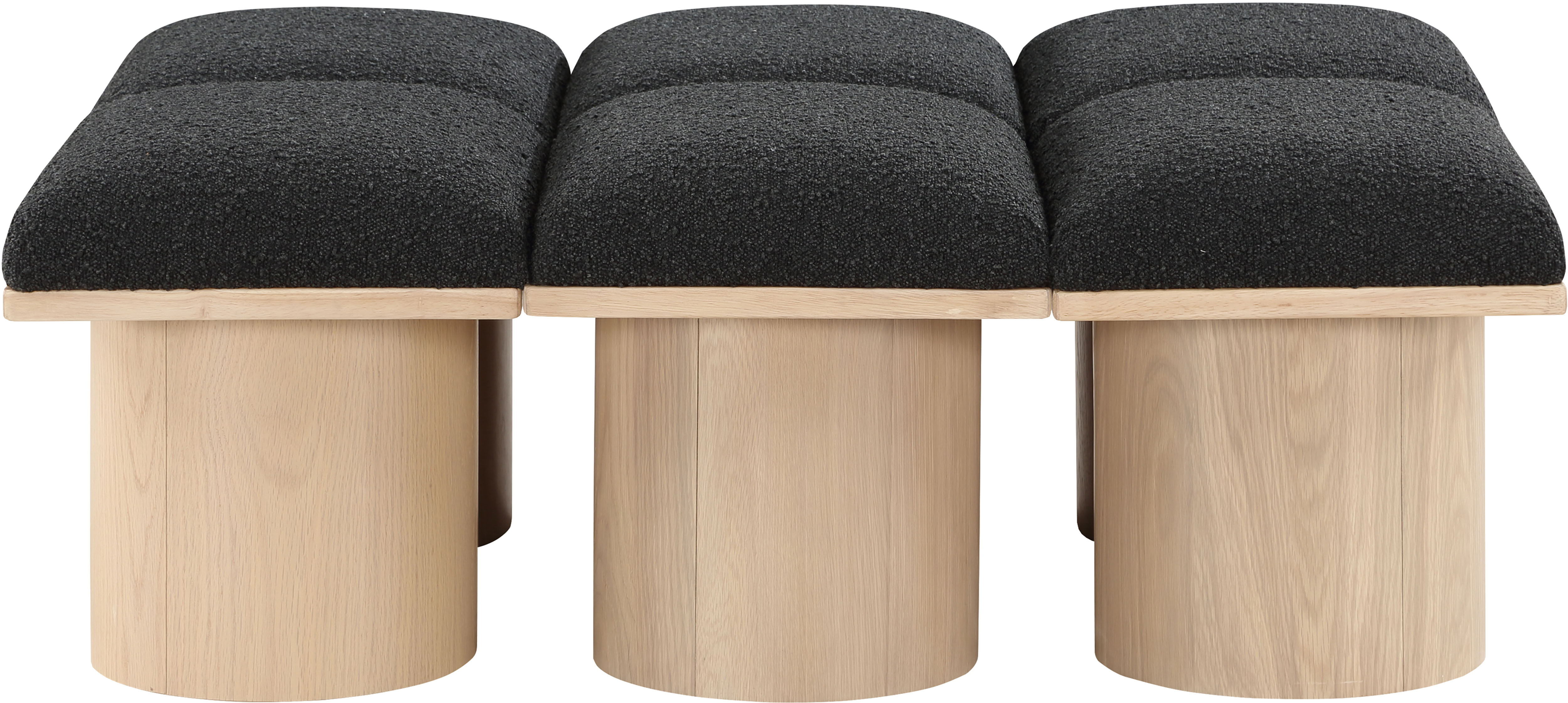Pavilion - 46.5" 6 Piece Modular Bench With Natural Base - Black