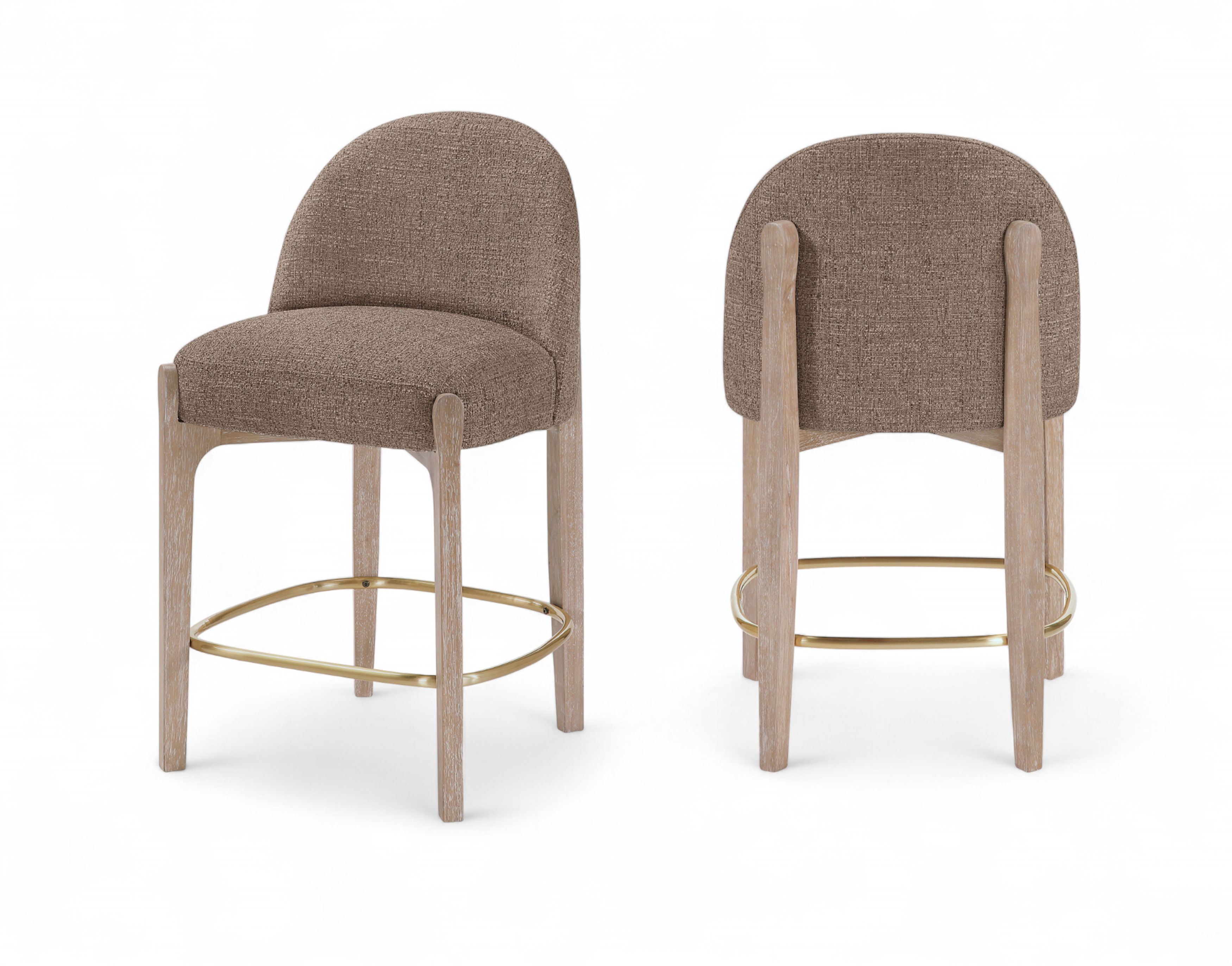 Torino - Fabric Upholstered Counter Stool (Set of 2) - Brown / Brushed Natural