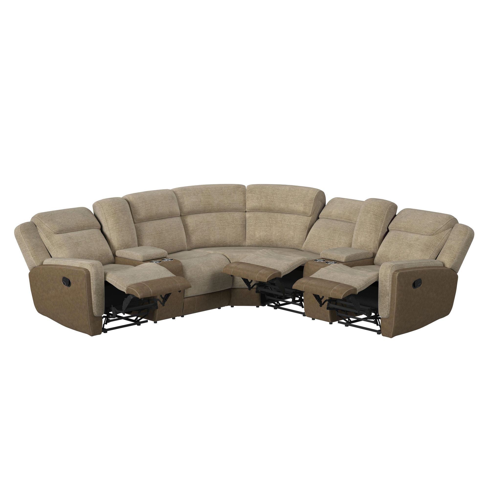 Hornet - 3 Piece Motion Sectional Set With Console And 2 Recliners - Rancho Beige