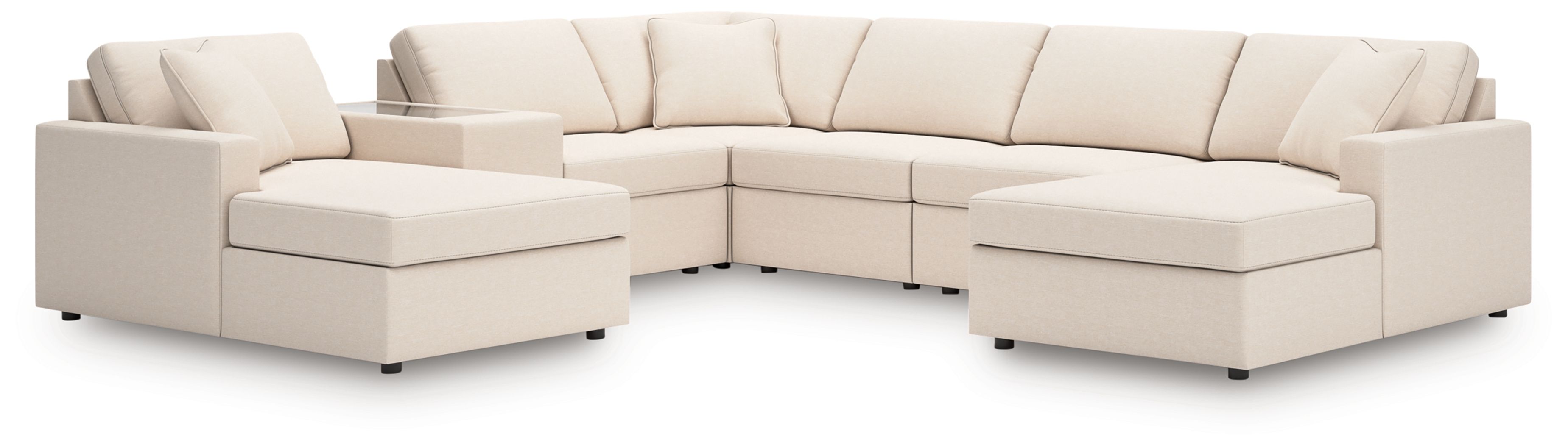 7 Pc · Sectional With Laf And Raf Corner Chaises And With Storage Console
