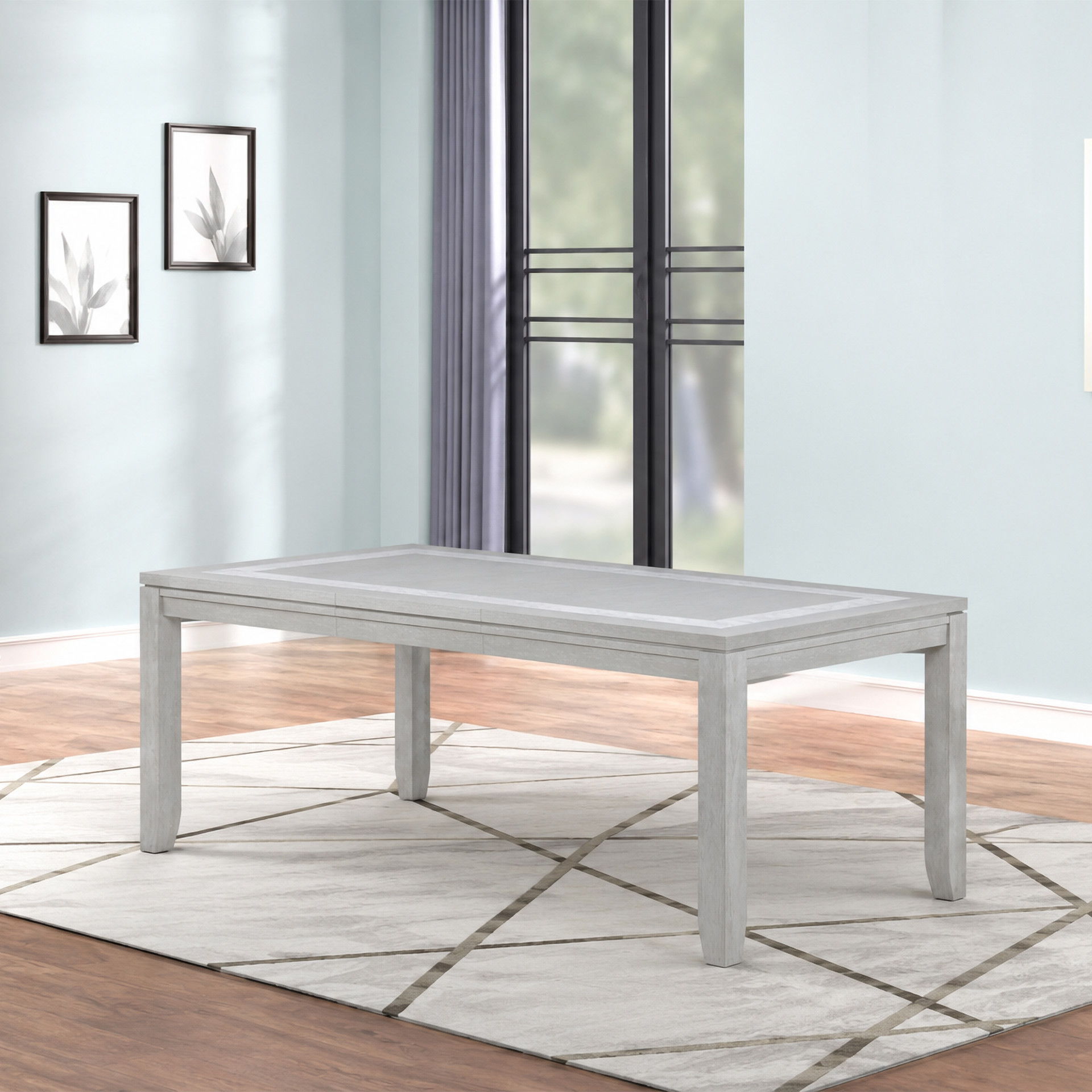 Fiona - Rectangle Dining Table - Mist Gray, light gray, view 6