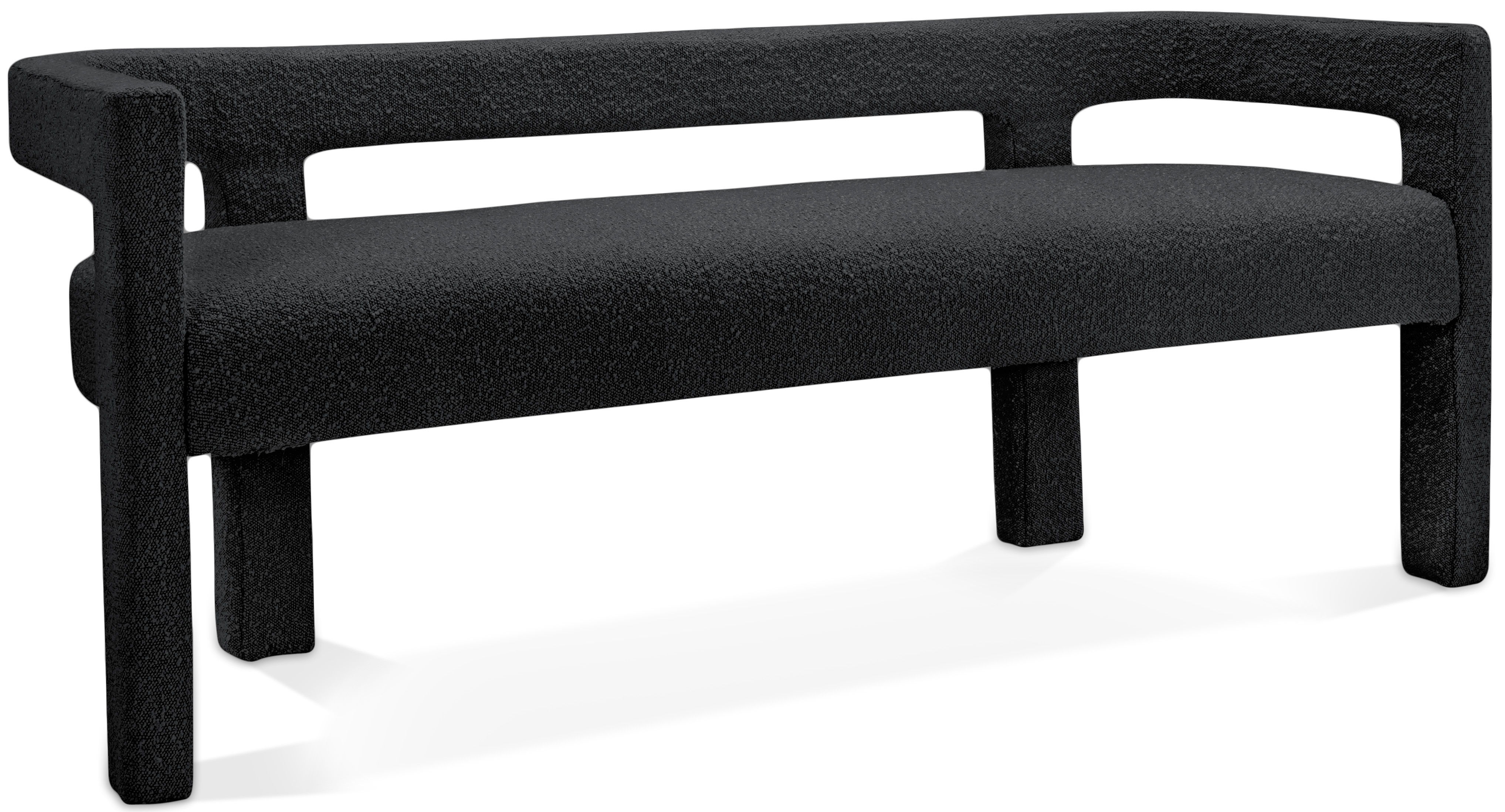 Athena - Boucle Fabric Bench - Black