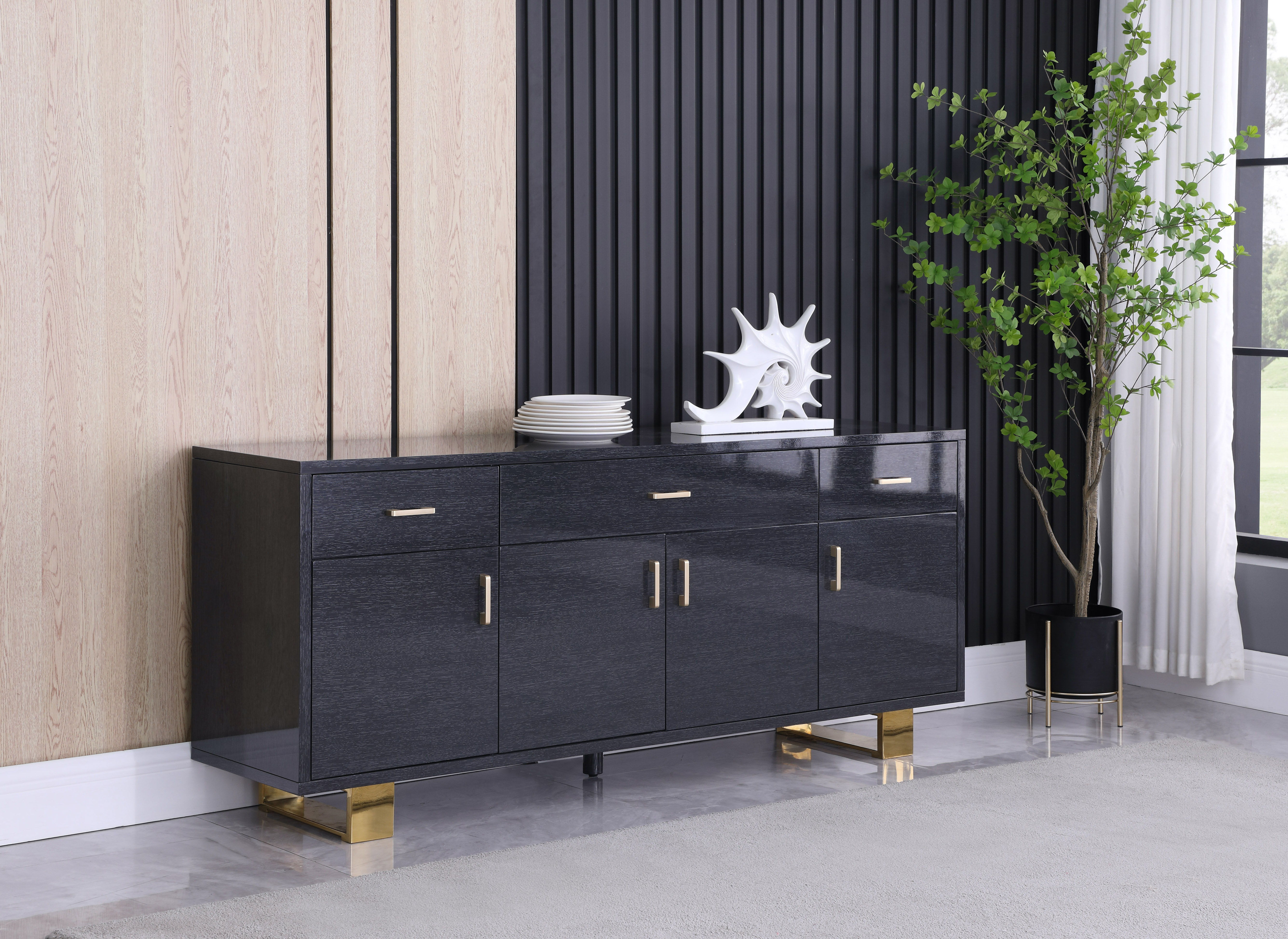 Excel - Sideboard - Dark Gray & Gold