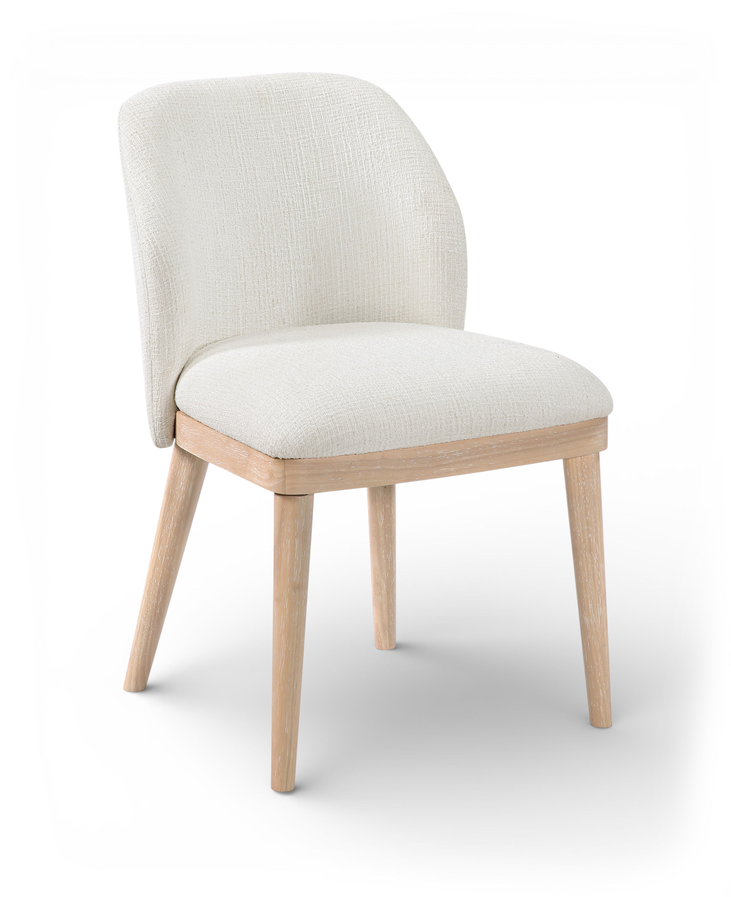 Valeo - Linen Textured Fabric Upholstered Dining Chair (Set of 2) - Cream / Painted Natural