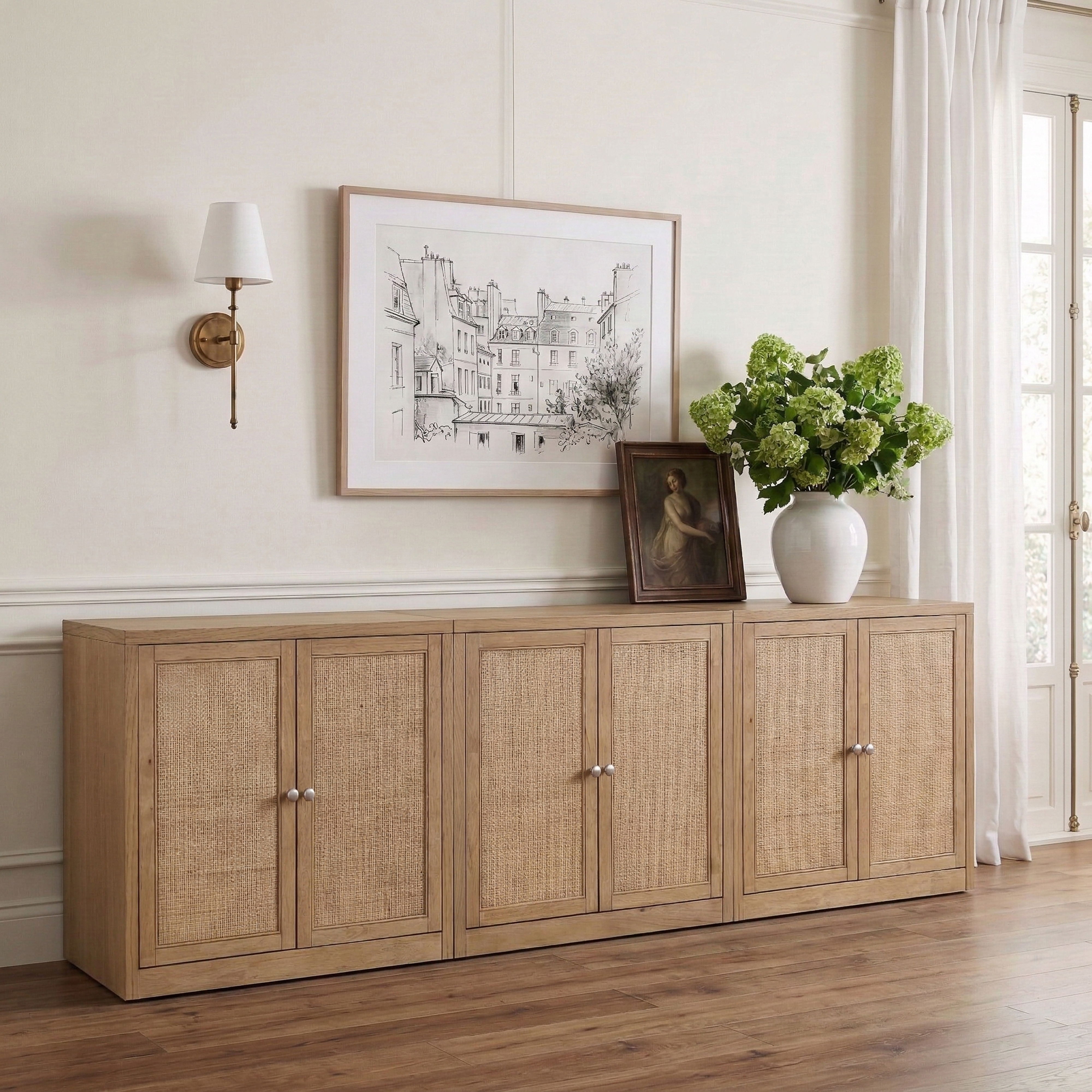 Vero - Solid Wood And Oak Veneer 3 Piece Sideboard/Buffet - Natural