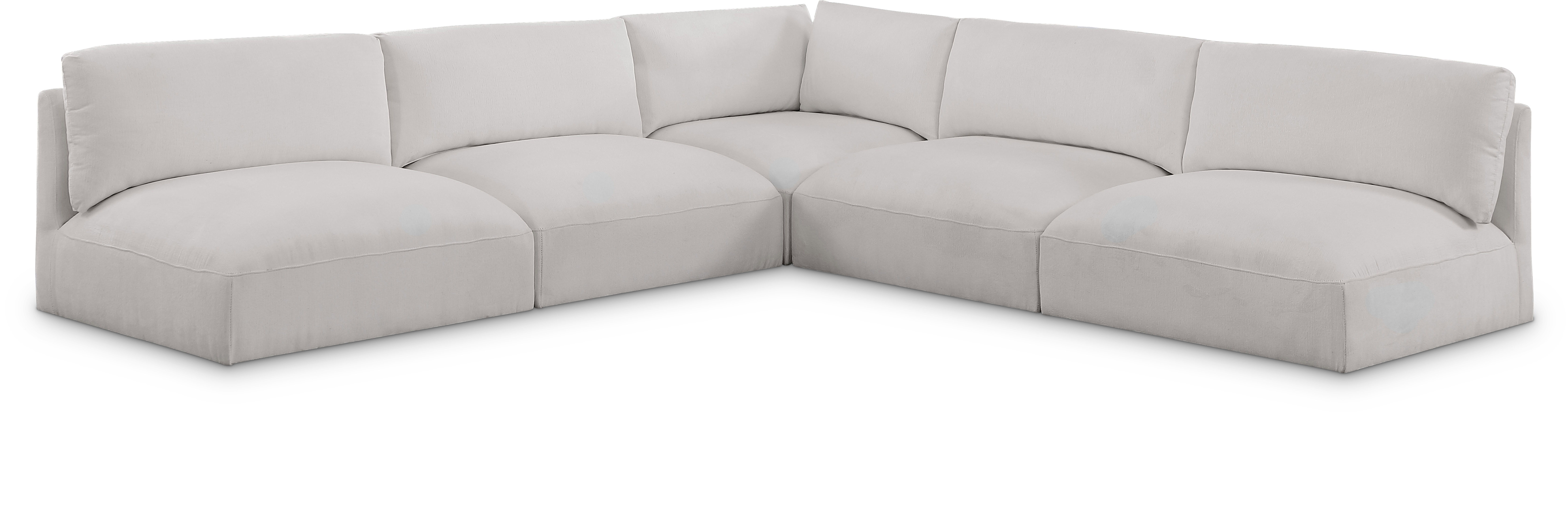 Ease - 5 Piece Modular Corner Armles Sectional - Cream