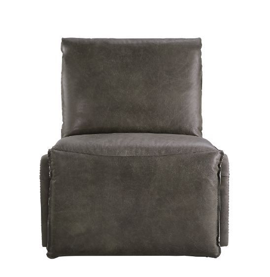 Metier - Power Motion Recliner - Gray Top Grain Leather & Aluminum, dark brown, view 7