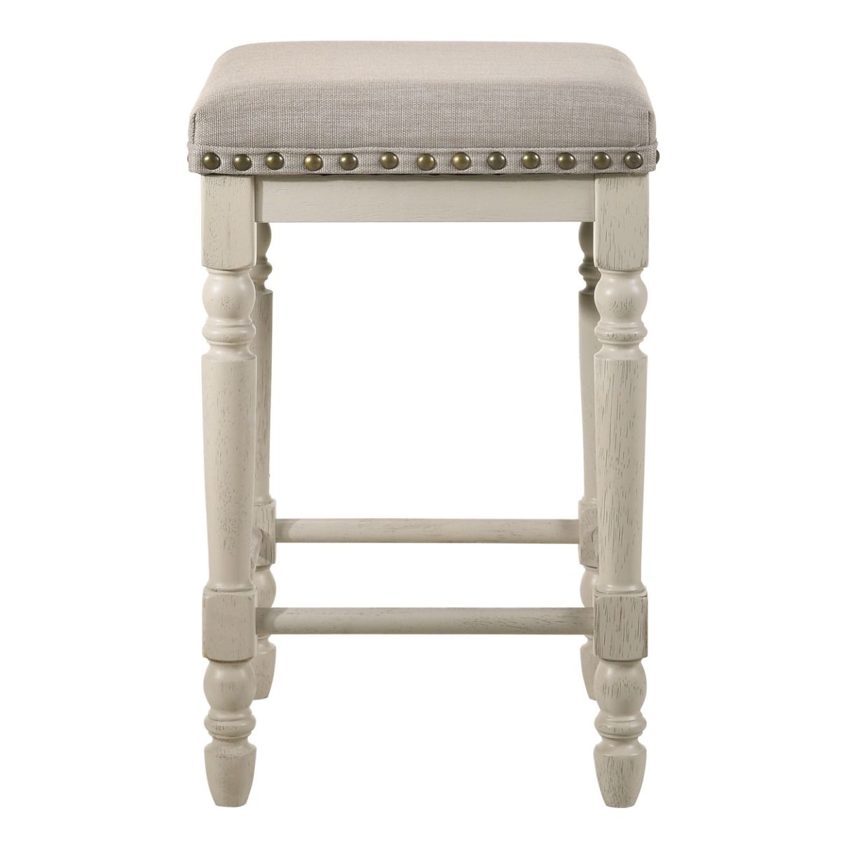 Tasnim - Counter Height Stool (Set of 2) - Tan Fabric & Antique White, white, view 3