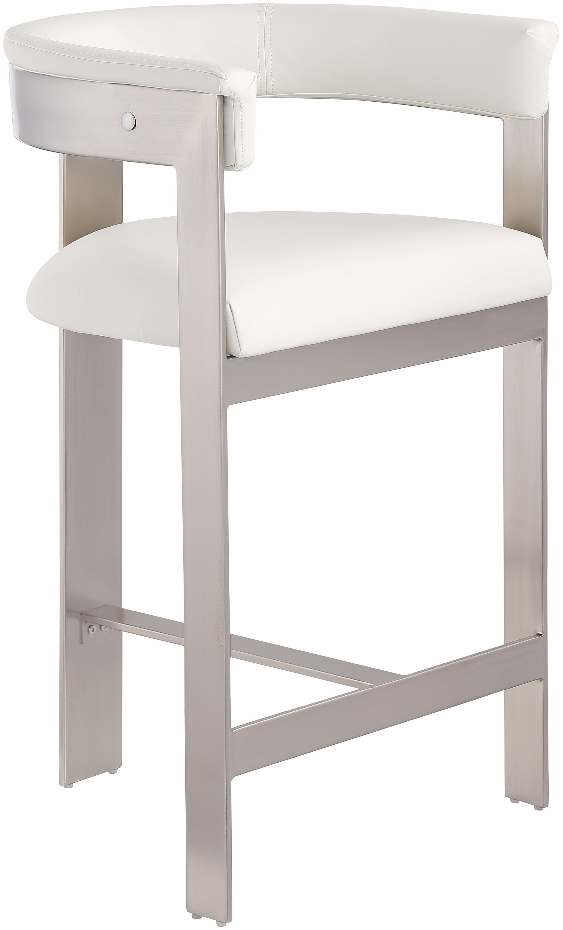Romeo - Faux Leather Counter Stool With Silver Base (Set of 2) - Cream
