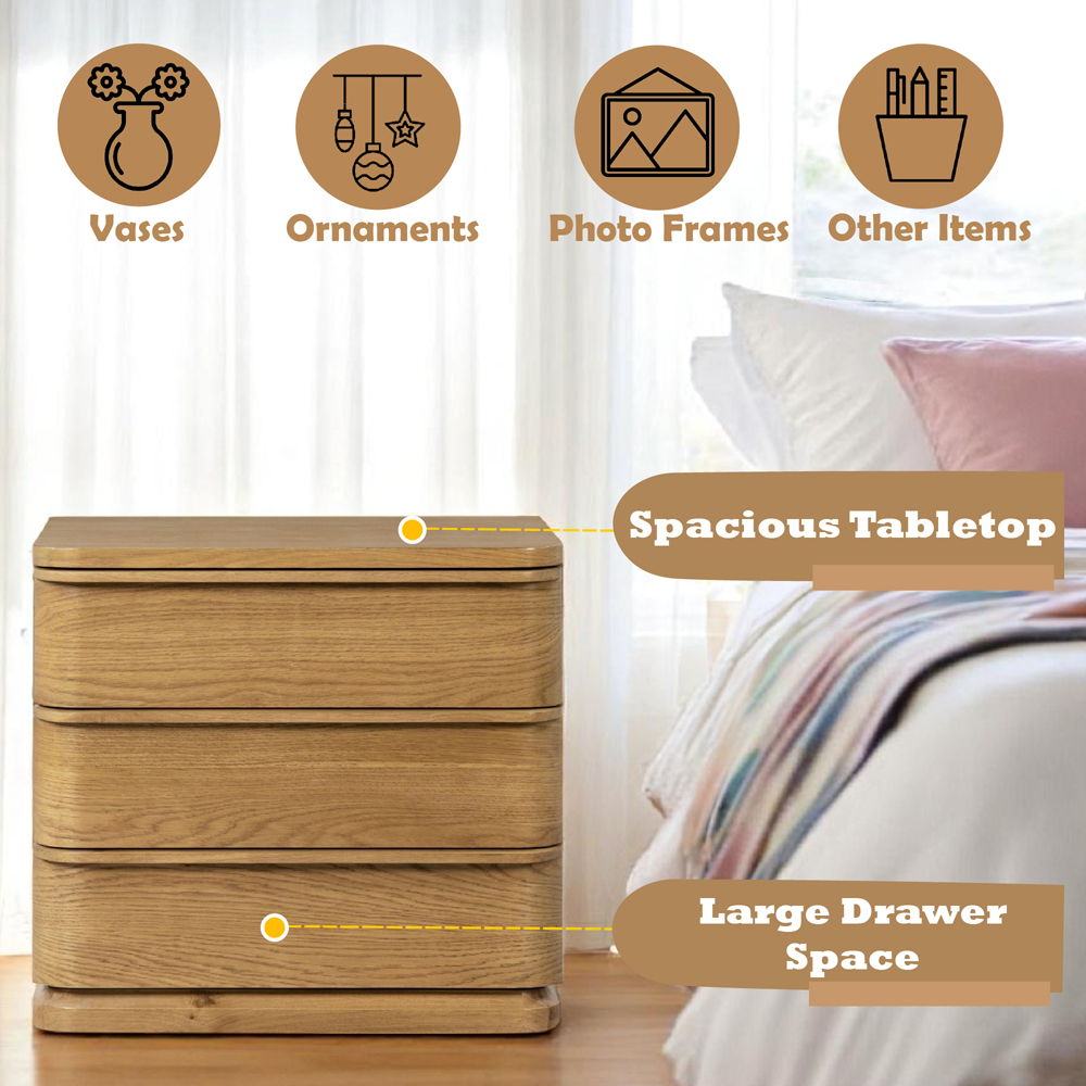Zoey - Nightstand - Oak, light brown, view 8