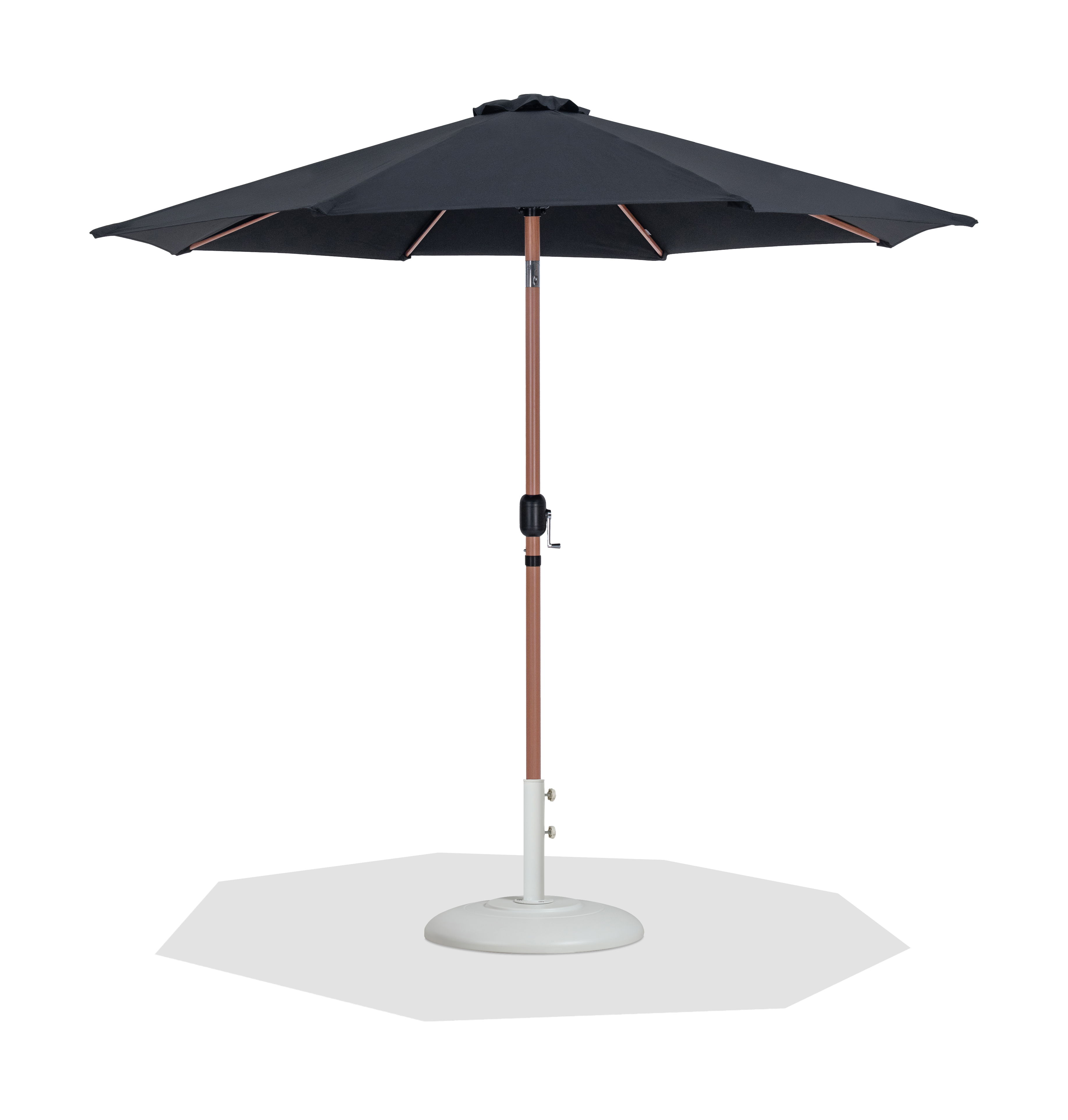 Fiji - Aluminum Patio Umbrella With Round White And Teak Base - Black