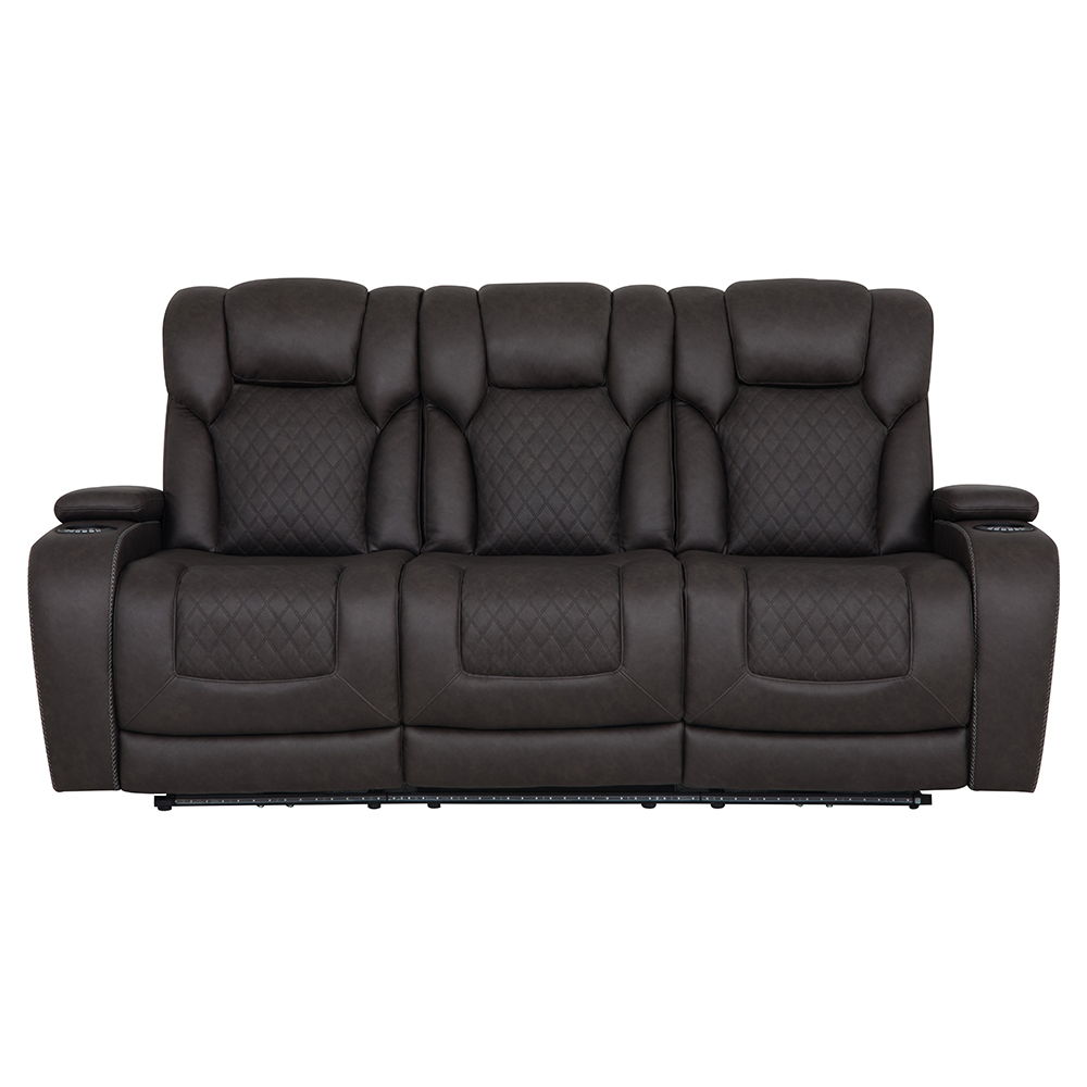 Wendell - Power Motion Sofa With Dropdown Table, Storage, USB & LED - Dark Gray, dark gray, view 3