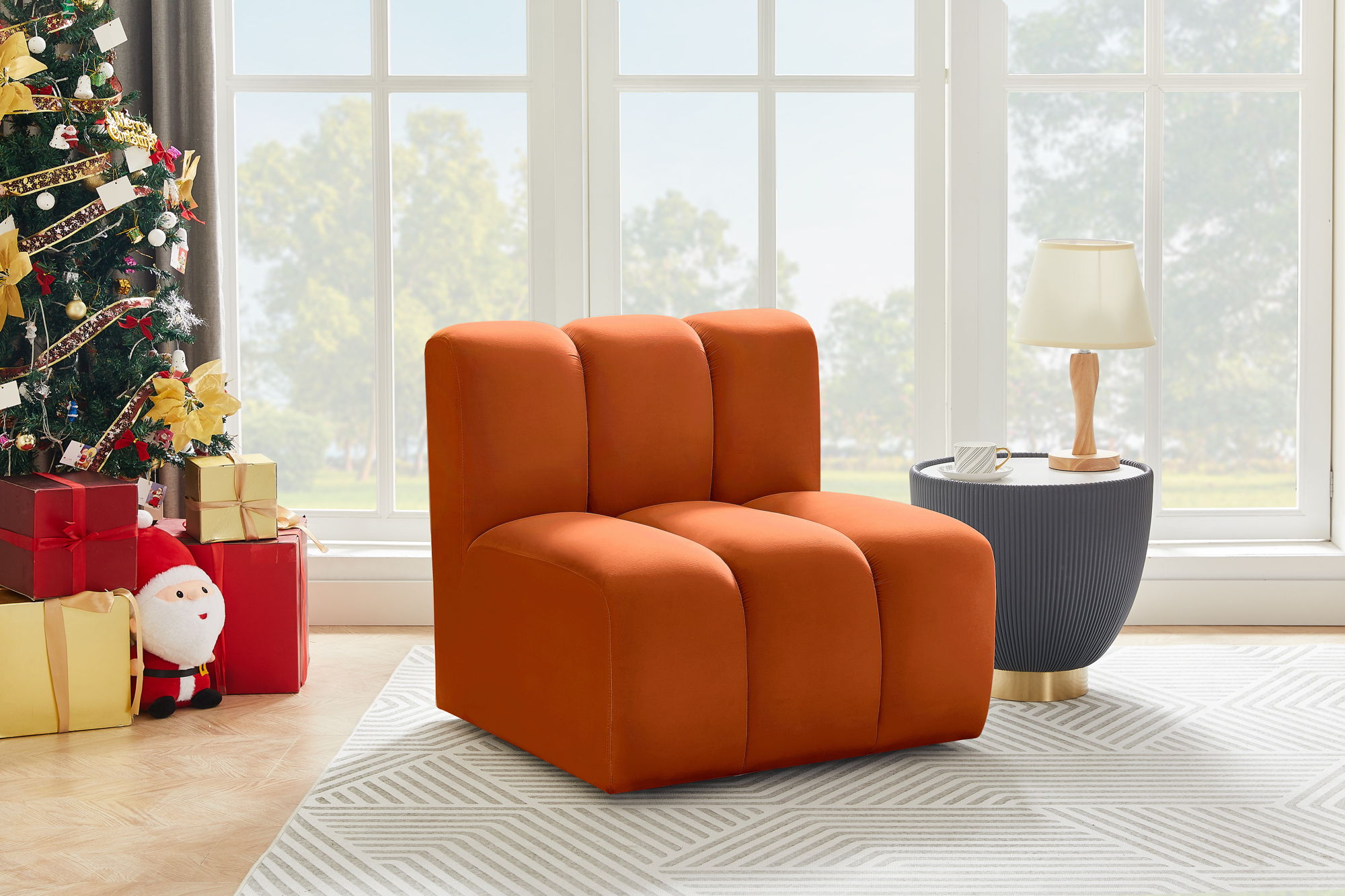 Arc - Velvet Straight Chair - Cognac