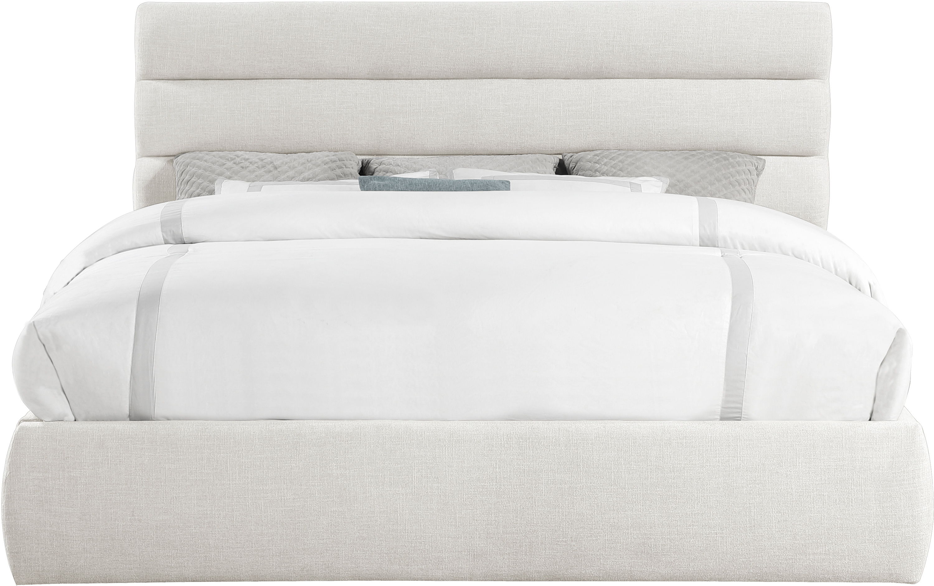 Adam - Linen Fabric King Bed With 52" Headboard - Cream