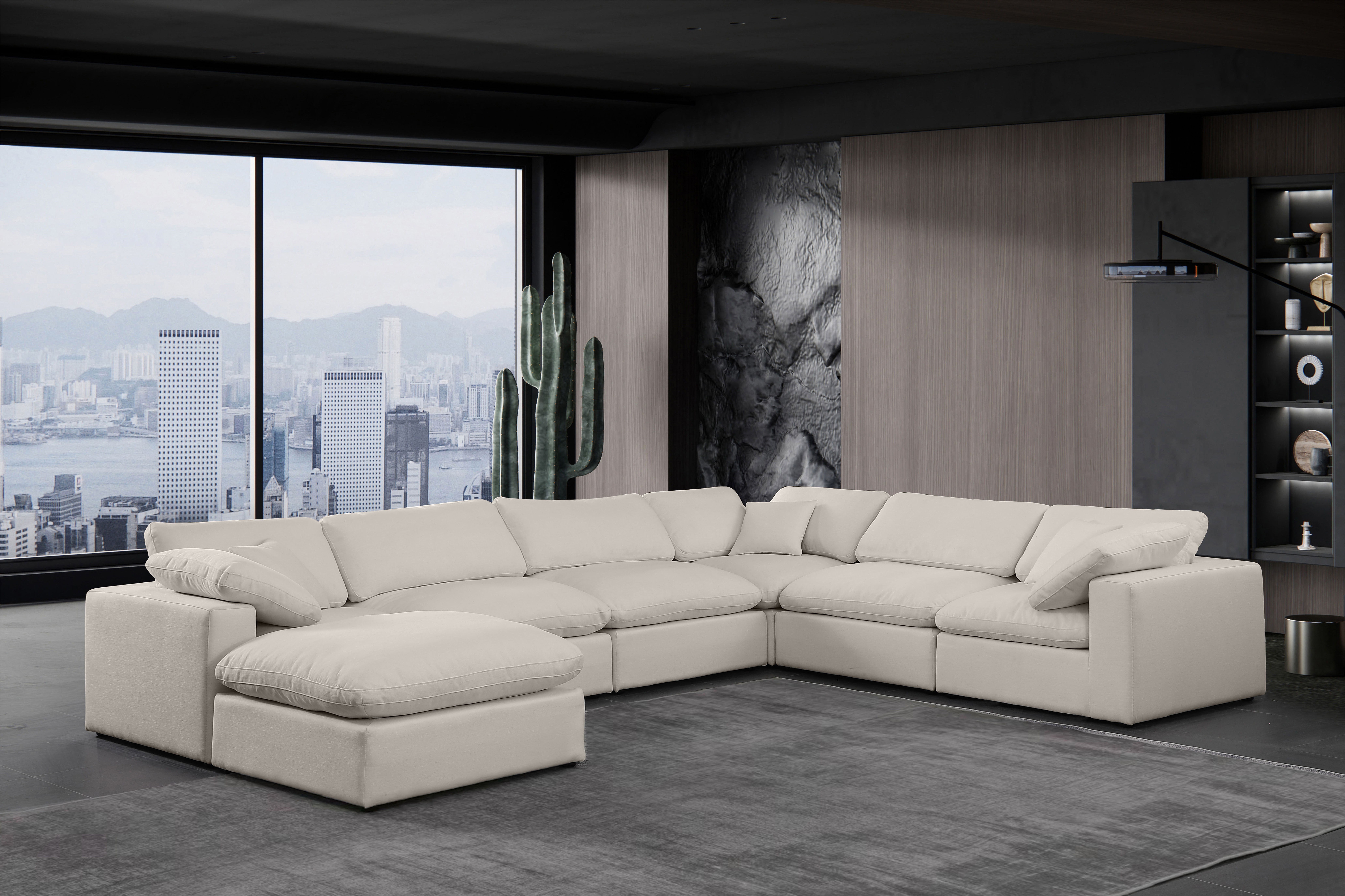 Comfy - 7 Piece Linen Modular Sectional With Chaise - Beige