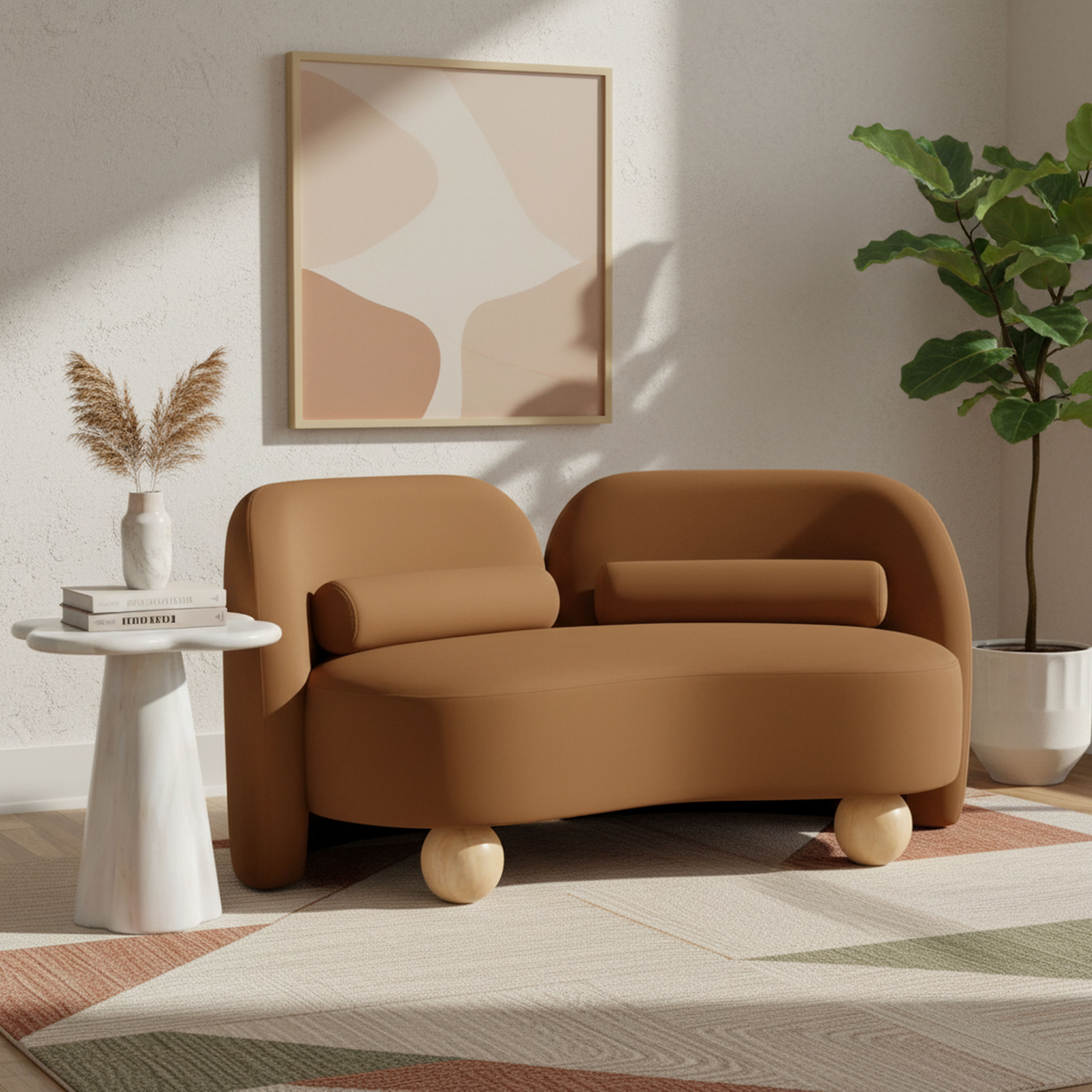 Daphne - Velvet Loveseat - Saddle