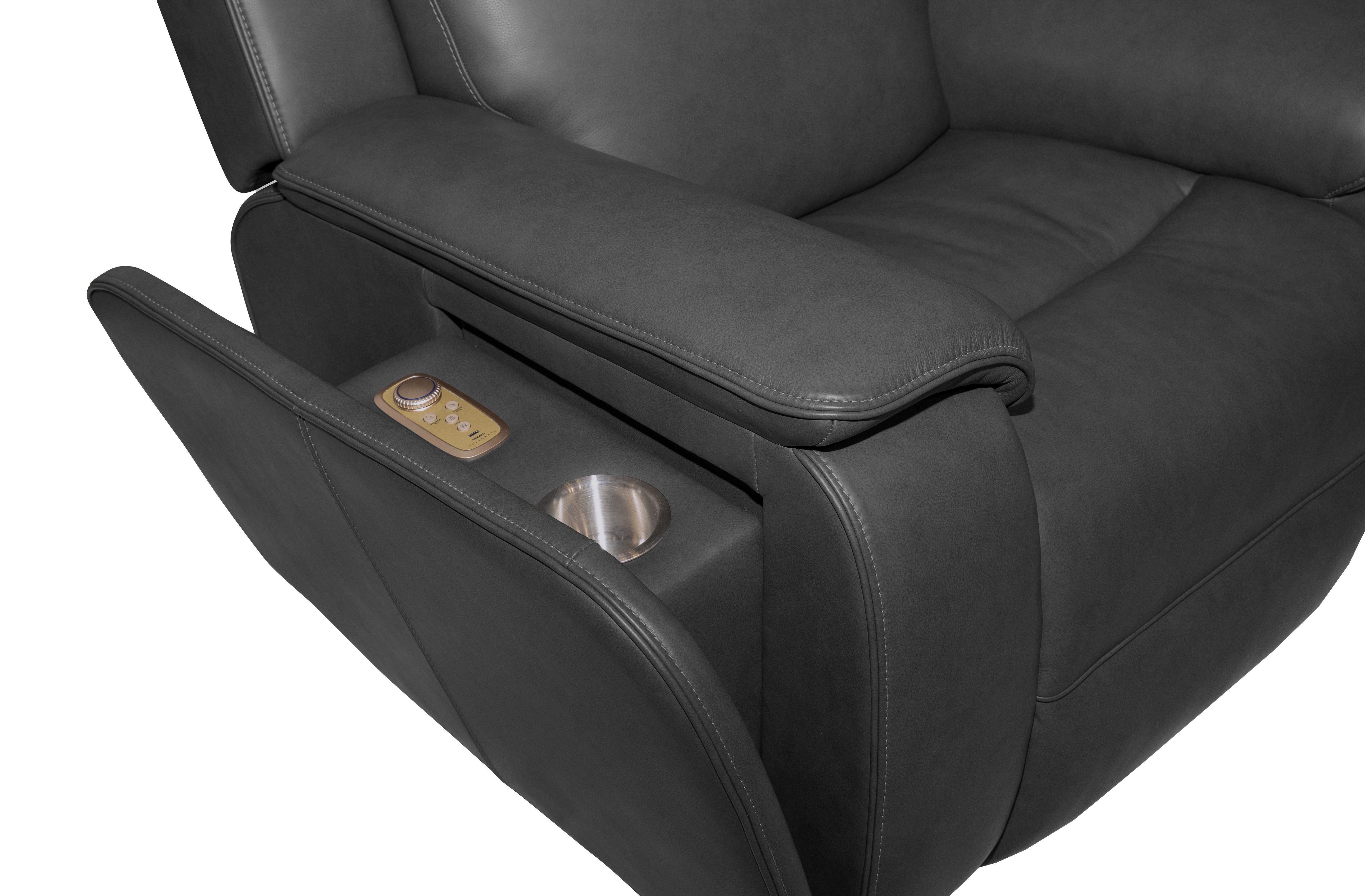 Ziggy - Power Recliner With Power Headrest, Lumbar, Heat & Massage - Iron, black, view 5
