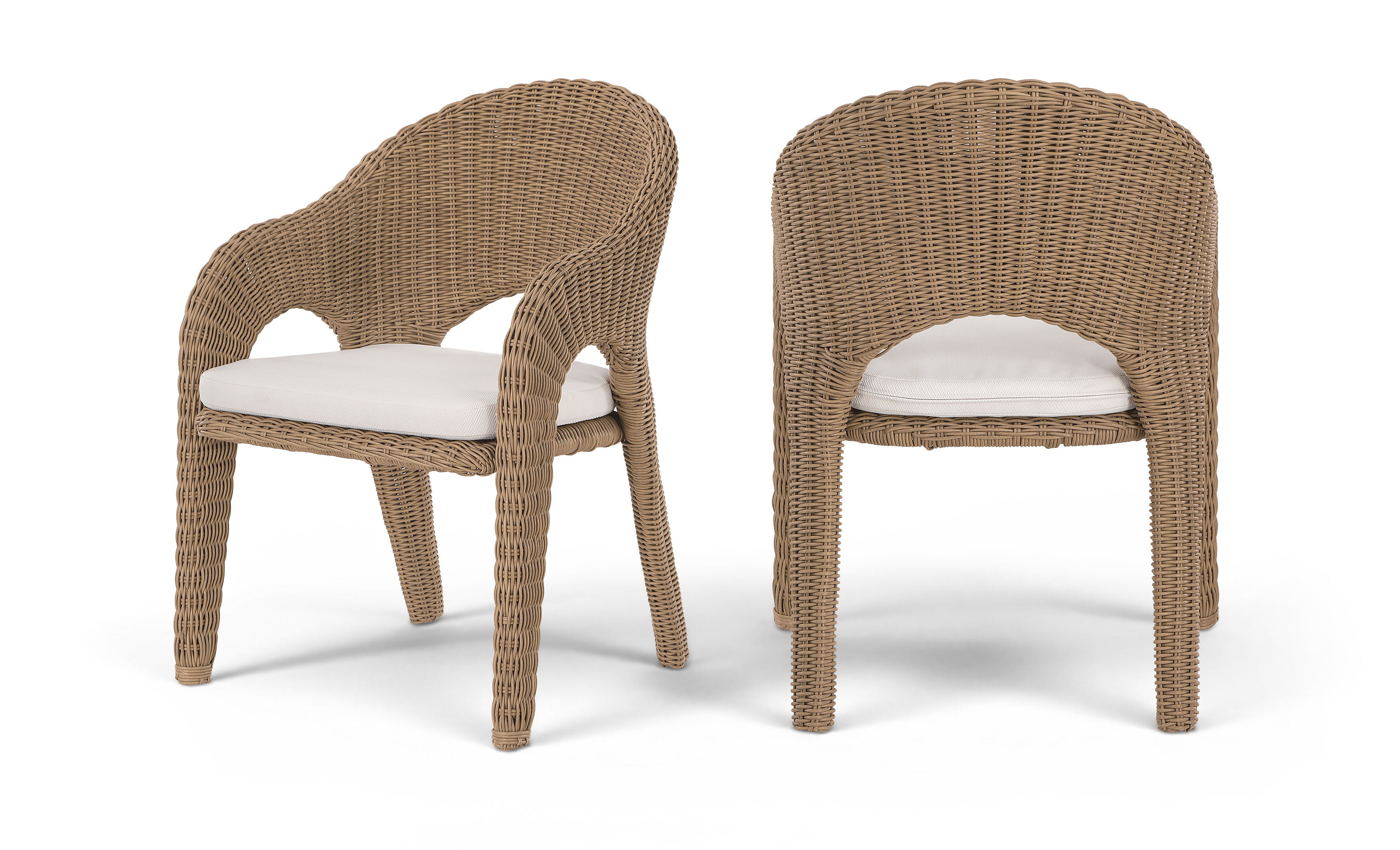 Seacrest - Olefin Water Resistant Fabric And Wicker Outdoor Patio Dining Chair - Natural