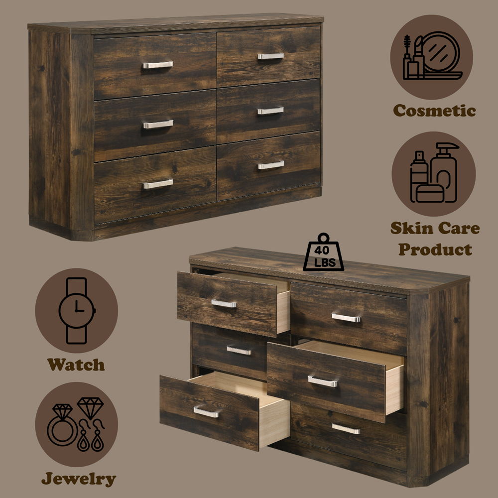 Elettra - Dresser - Rustic Walnut, dark brown, view 4