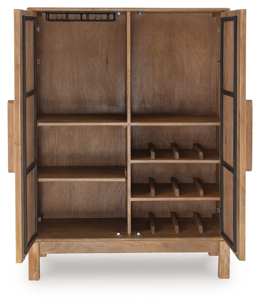 Ashley Furniture Pellamour - Bar Cabinet - Natural Brown - Image 5