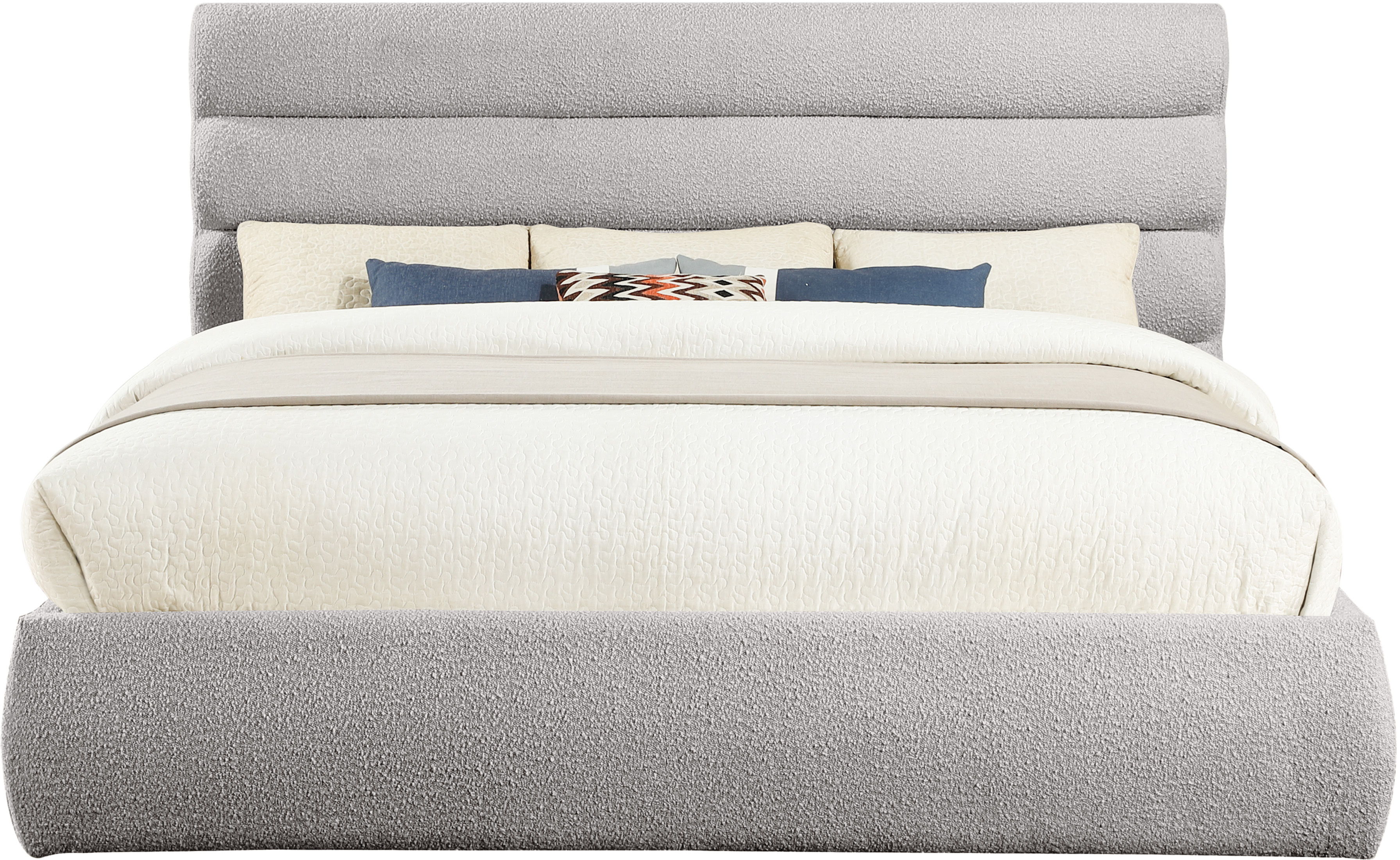 Adam - Boucle Fabric King Bed With 52" Headboard - Taupe
