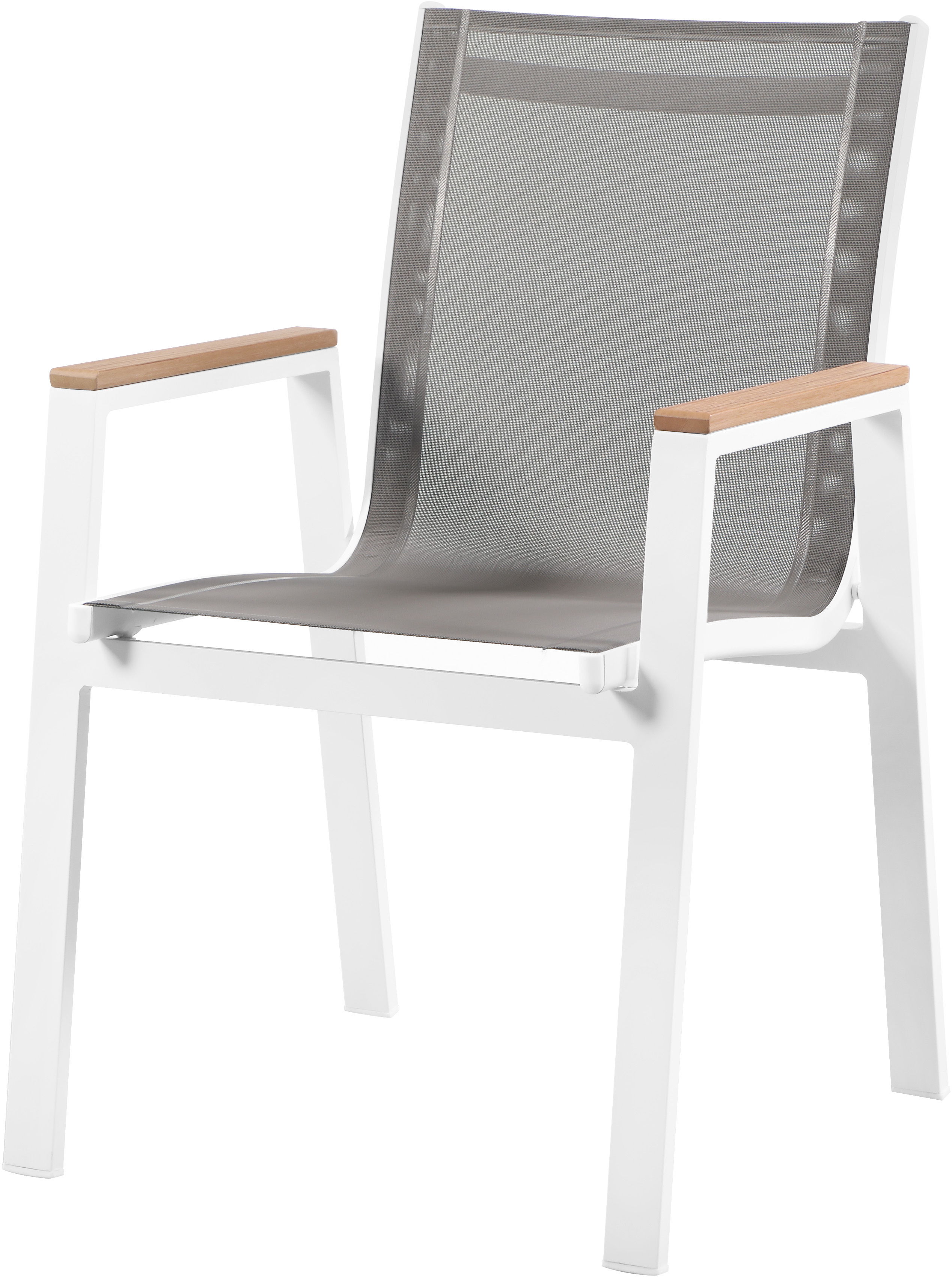 Nizuc - Outdoor Patio Dining Arm Chair With White Frame And Natural Arms (Set of 2) - Gray