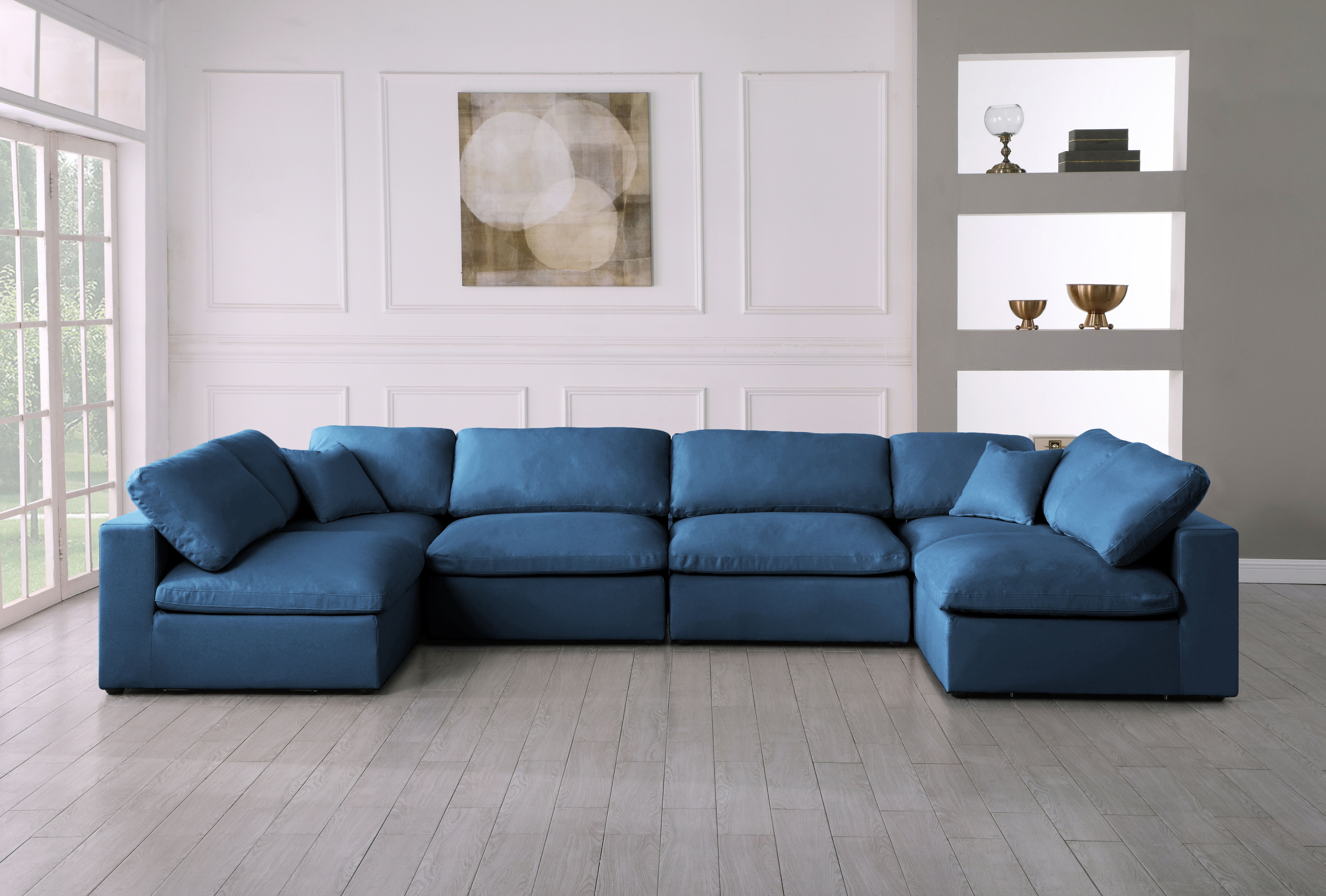 Plush - 6 Piece Modular U-Shaped Sectional - Navy