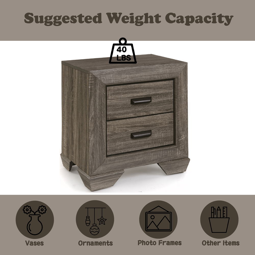 Lyndon - Nightstand - Weathered Gray Grain, dark brown, view 6